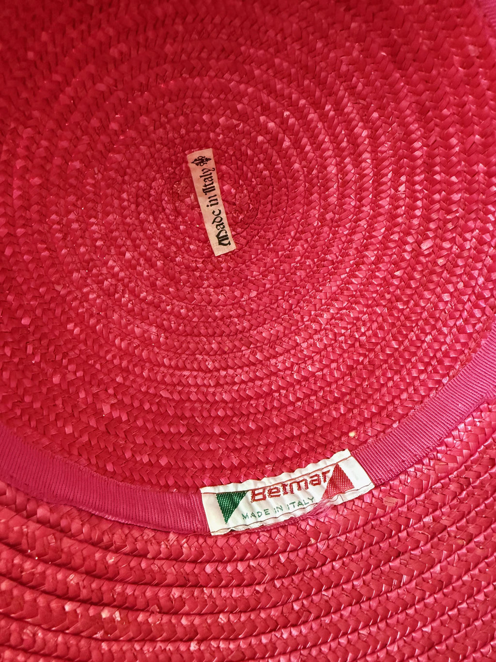 Vintage Wide Brimmed Pink Straw Hat by Betmar in Italy