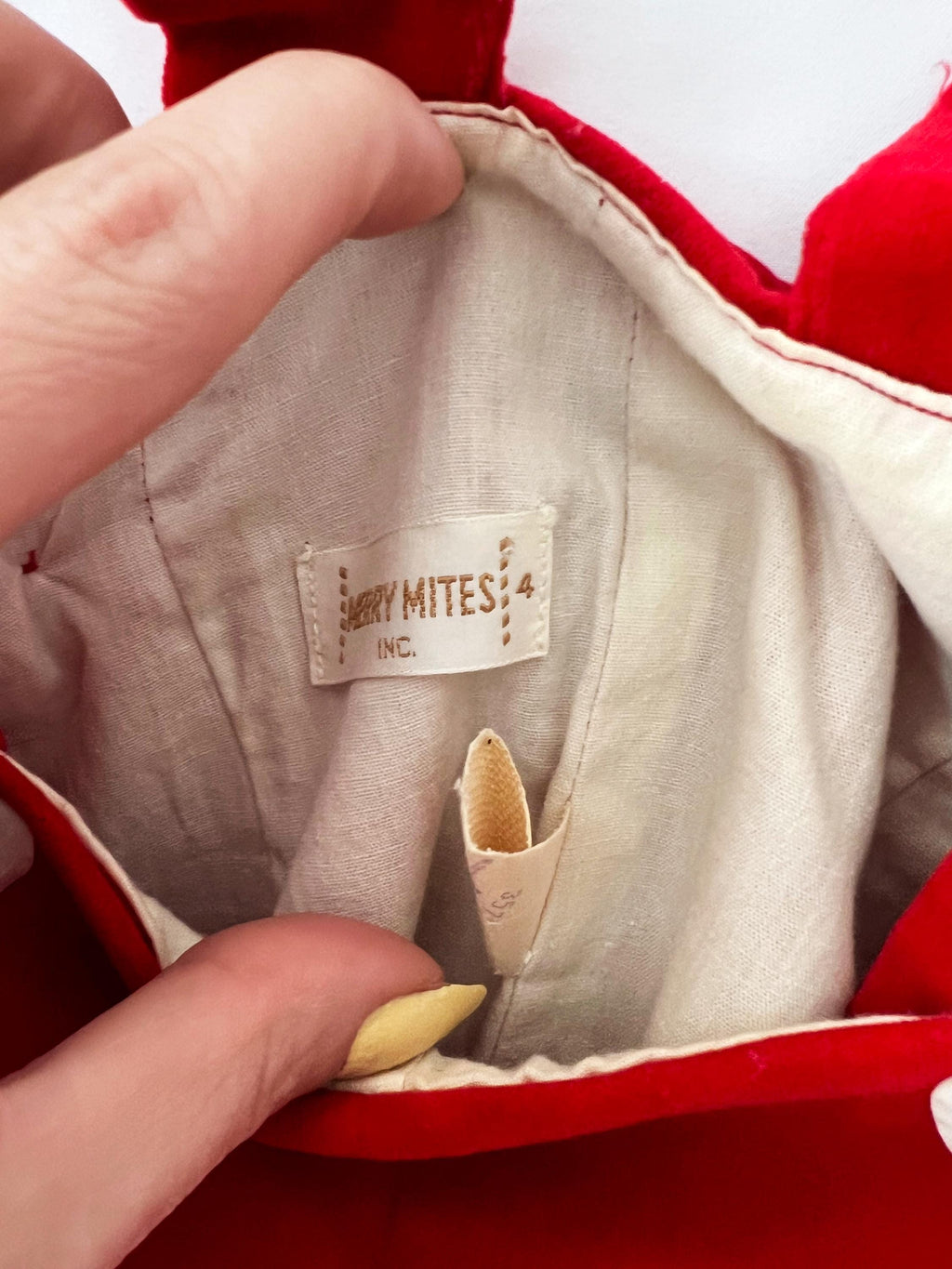 toddler size 4  1960s red velvet suspender shorts