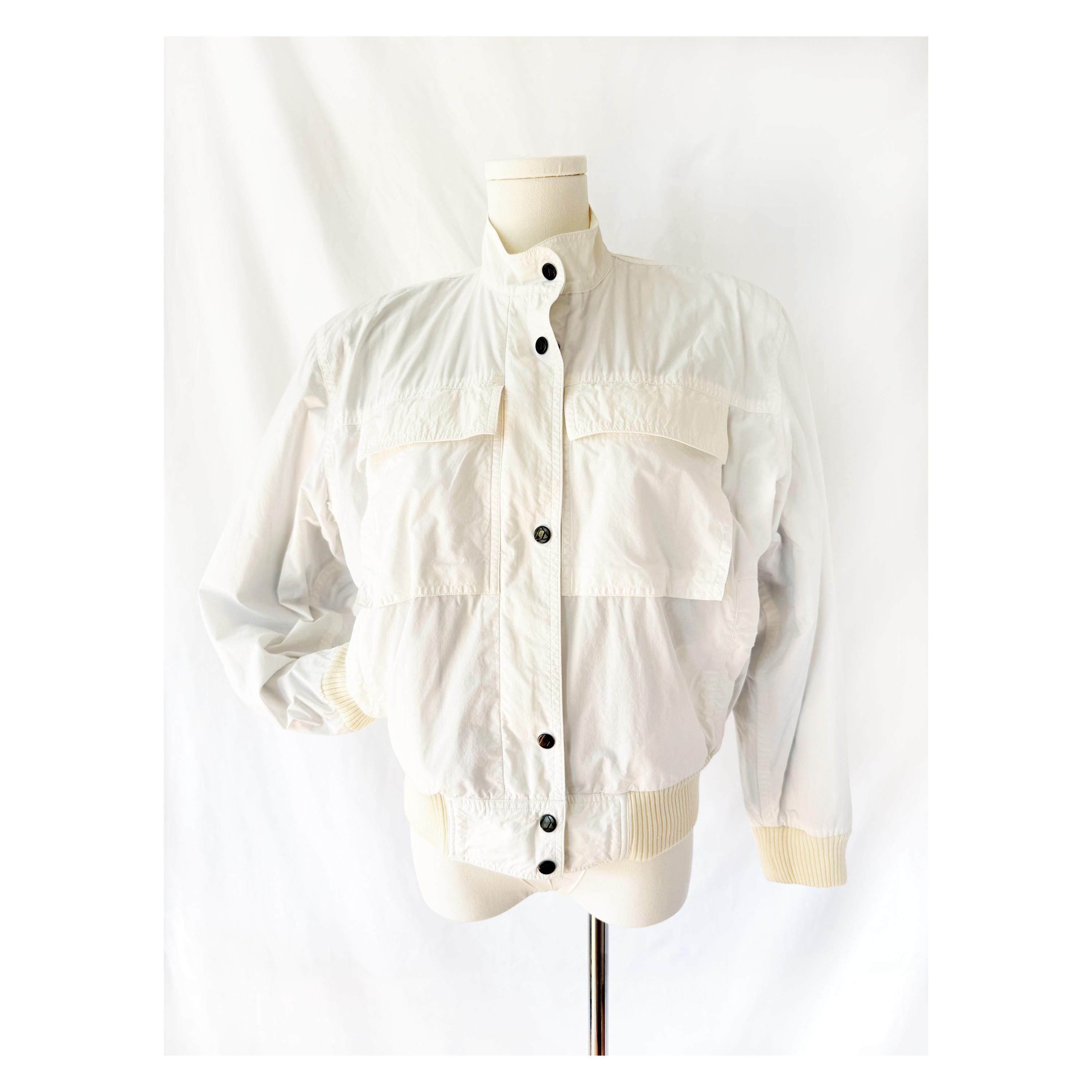 Vintage Lizwear Bomber sailing striped cotton Jacket W Shoulder Pads Sz M