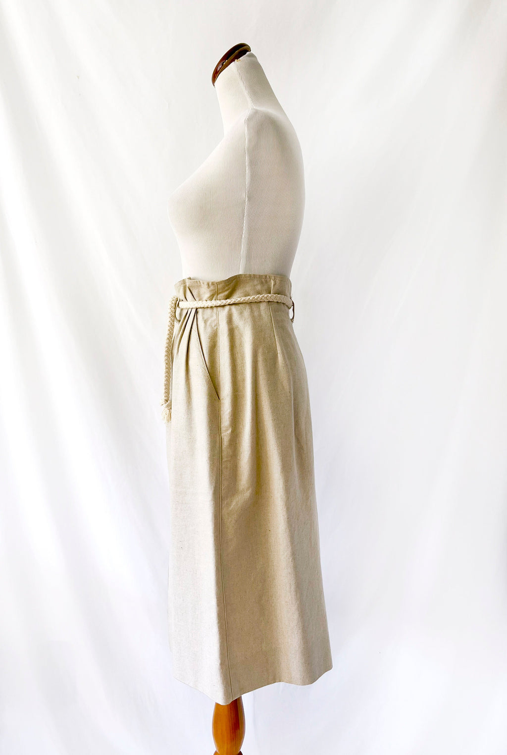 norman todd california linen skirt / rope belt / size 2
