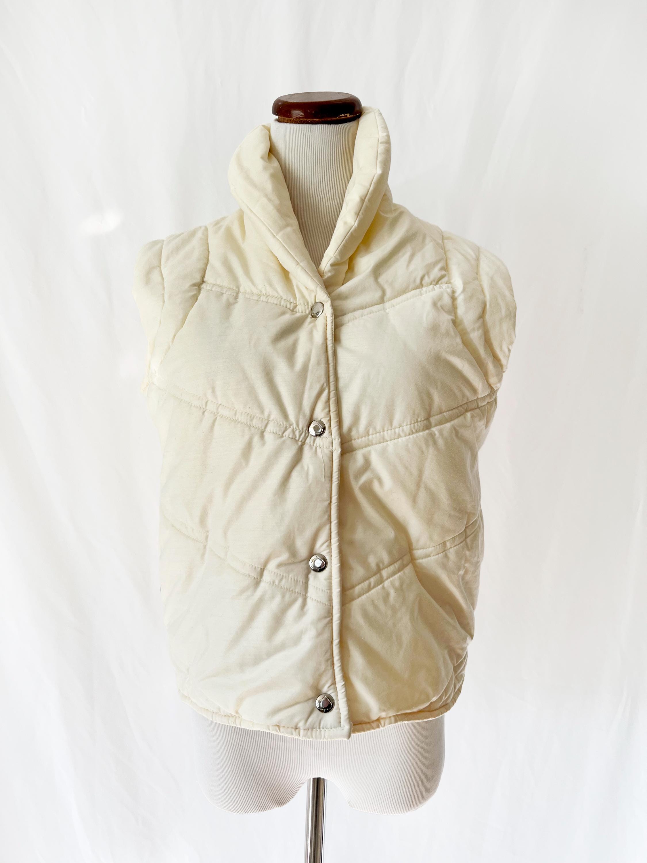 vintage 1980s white puffer vest aspen small medium