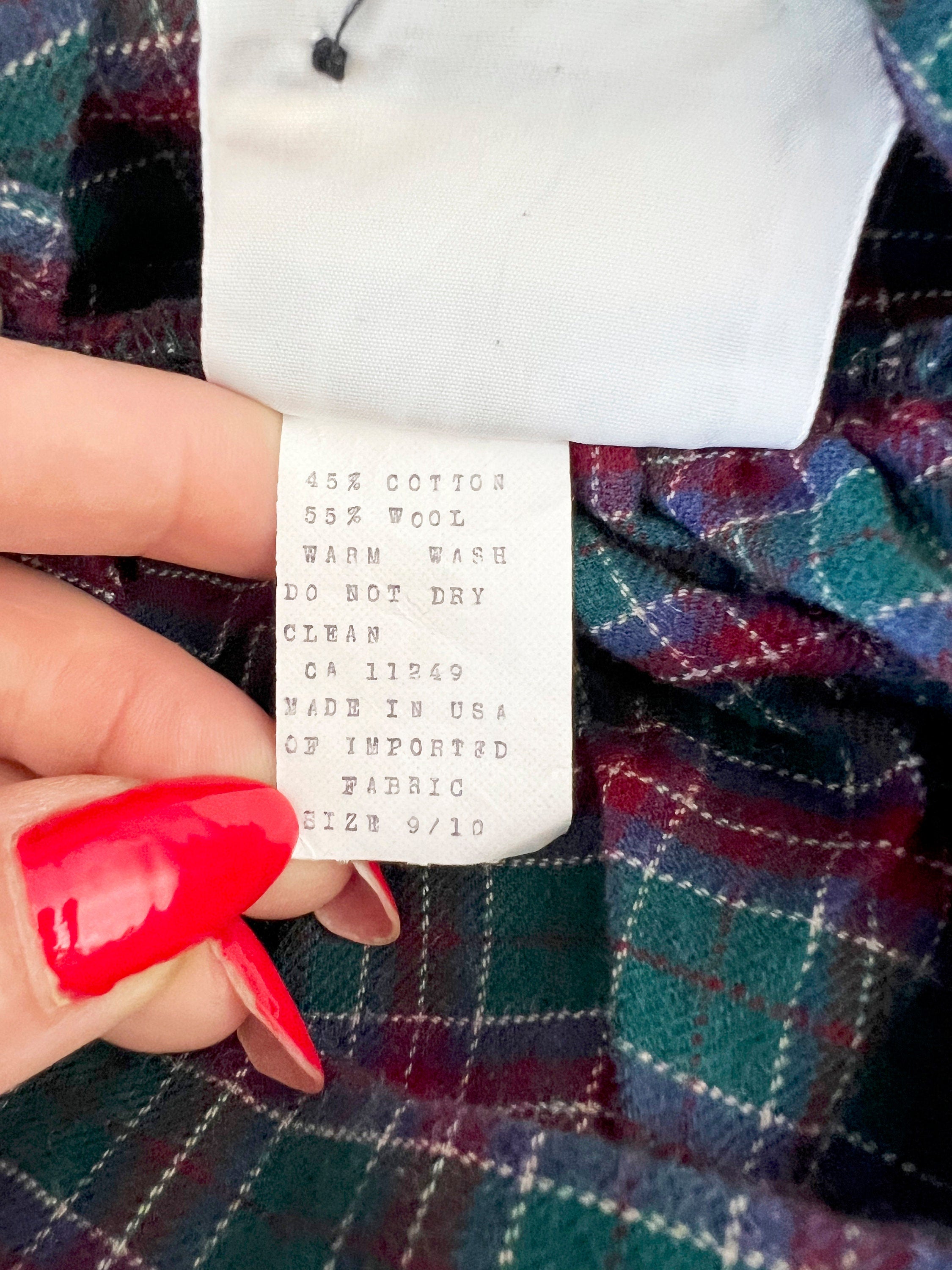 vintage laura ashley dress plaid  flannel dress for girls size 9 / 10