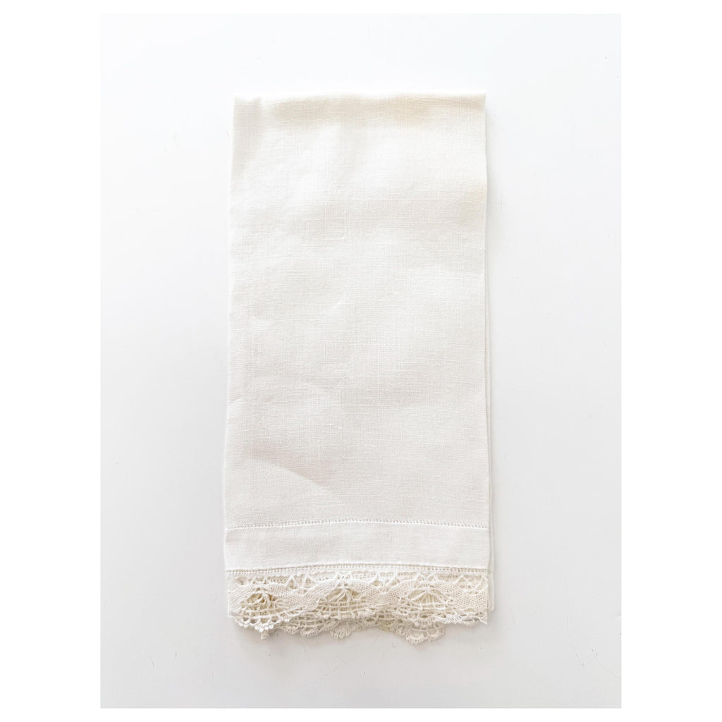 Vintage Linen and Lace Fingertip Towel