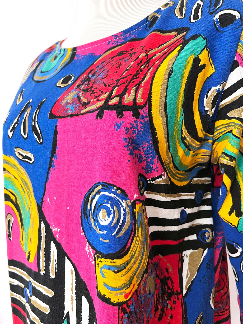 vintage 1990s abstract tunic top  / long top  medium