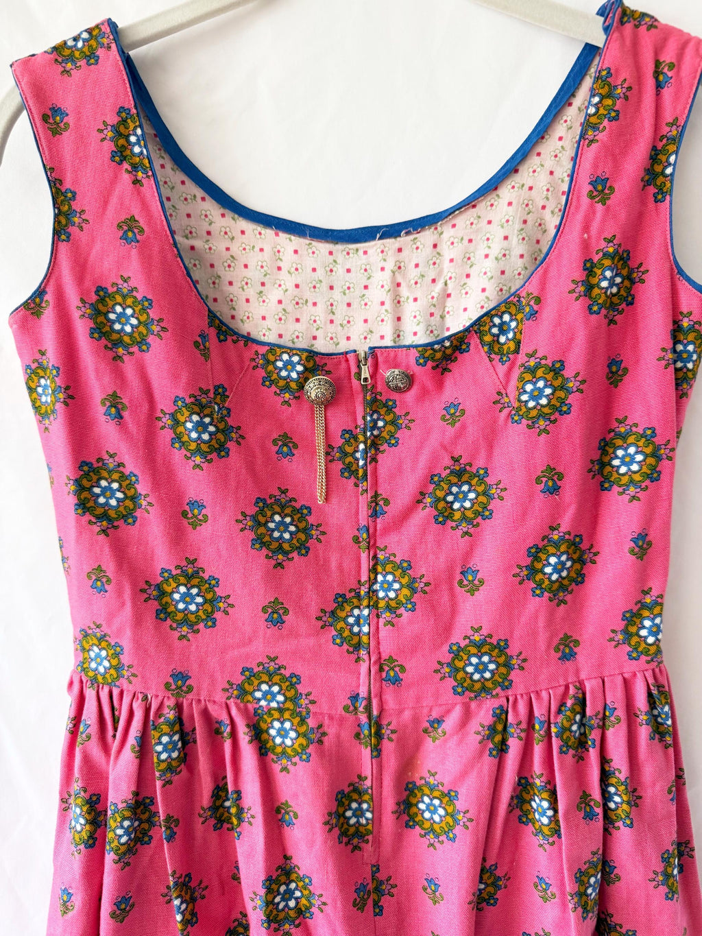 Vintage 60s Pink Dirndl Dress XS