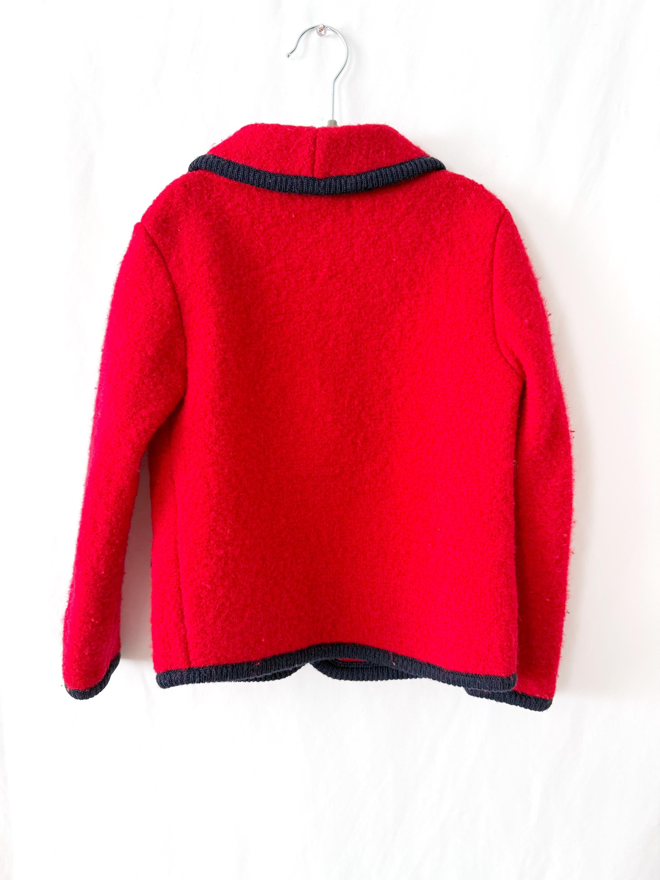 vintage talbots  kids boiled wool cardigan sweater jacket kids small size 6