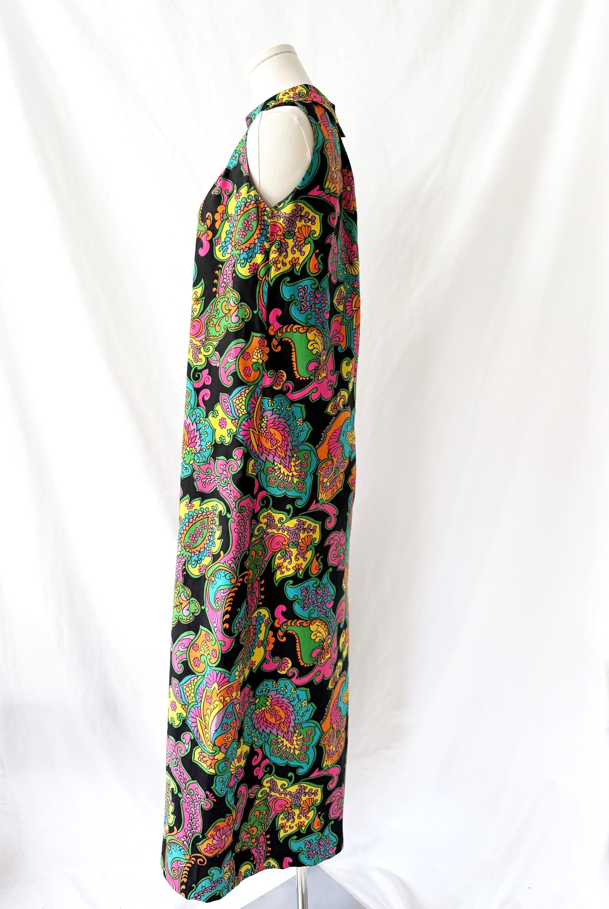 1960s / 1970s Psychedelic Multicolor Maxi Dress One Size Fits Most OSFM