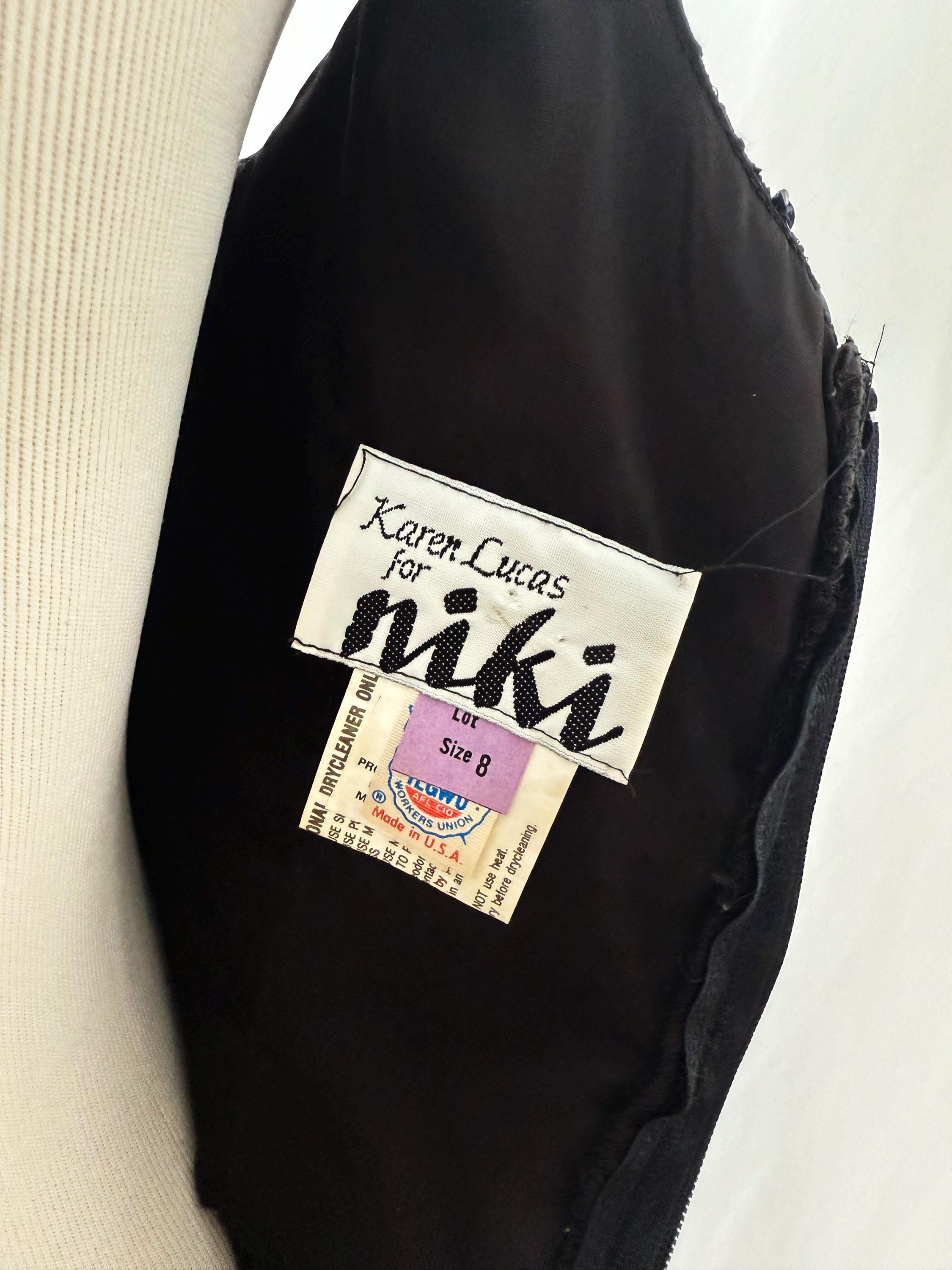 80s Vintage Sequin Cocktail Dress: Black Lace Sweetheart Goth Dress, Sz 8