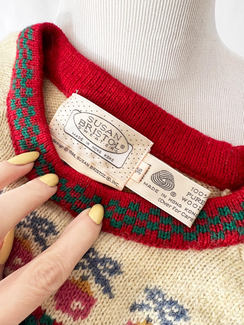 susan bristol holiday fair isle wool sweater medium