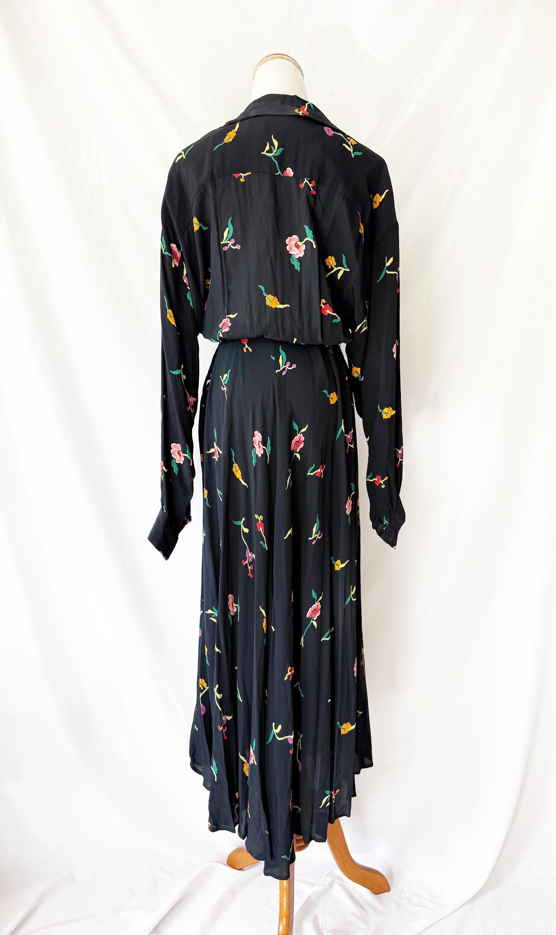 1980s Norma Kamali Floral Dress Size 4