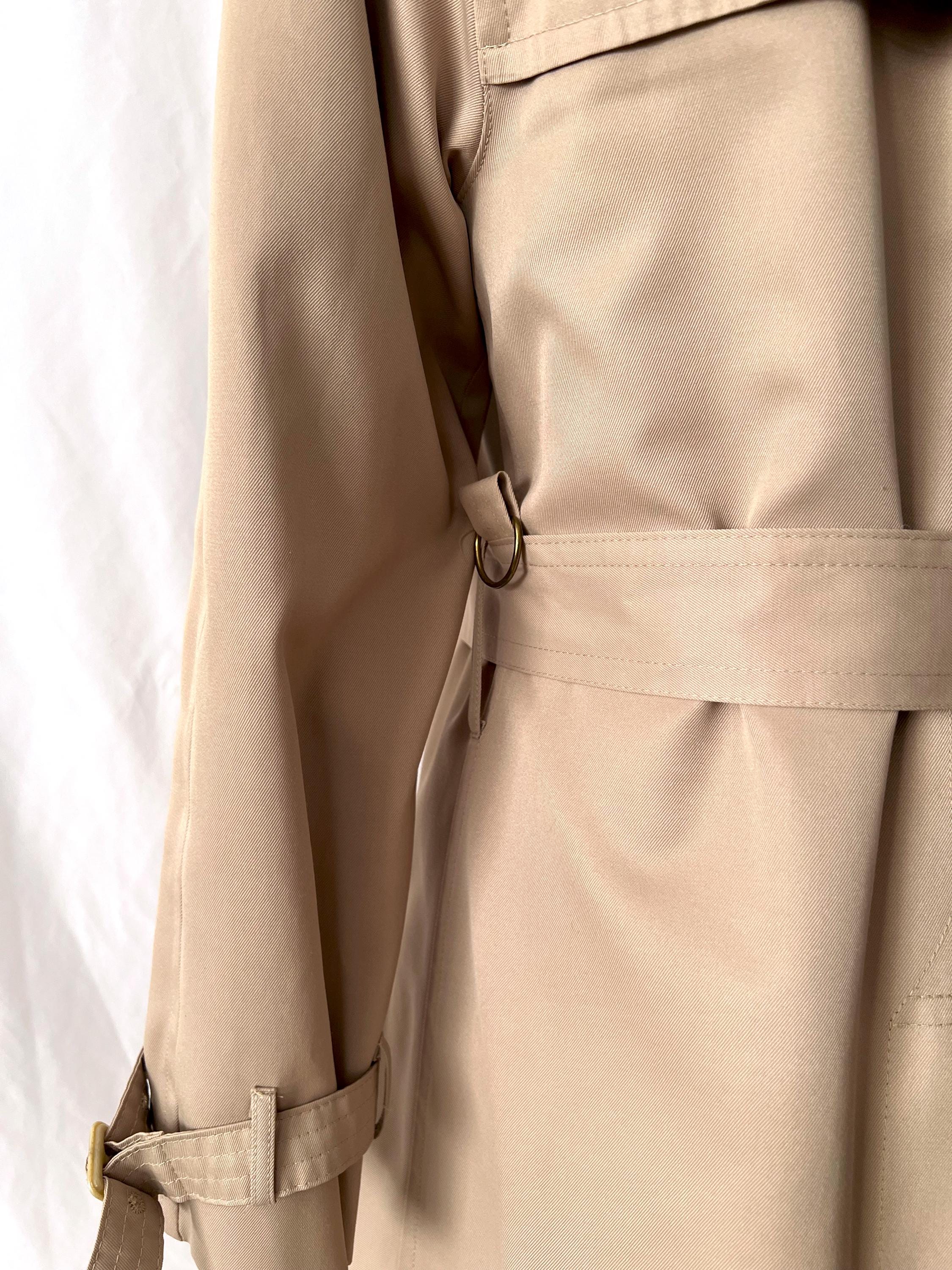 Vintage Misty Harbor Trench Coat: 70s-80s Double Breasted Midi, Size Medium