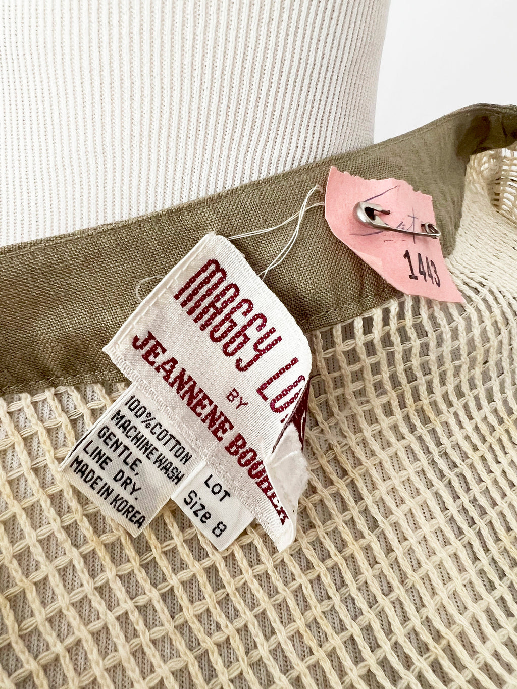 Maggy London by Jeannene Booher / Vintage 1980s fish net top and linen dress small