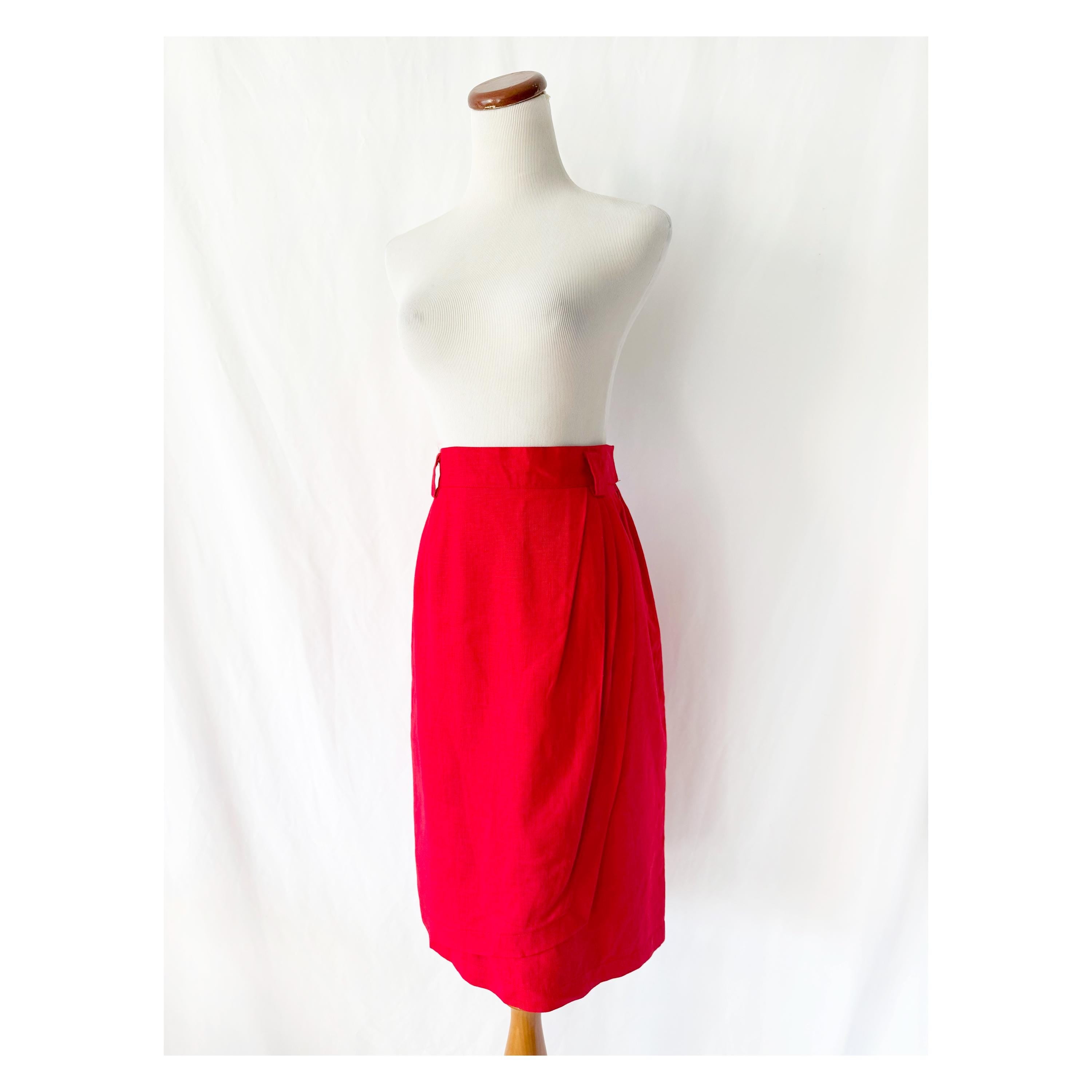 Draped Red Linen Skirt Jones New York Size 6
