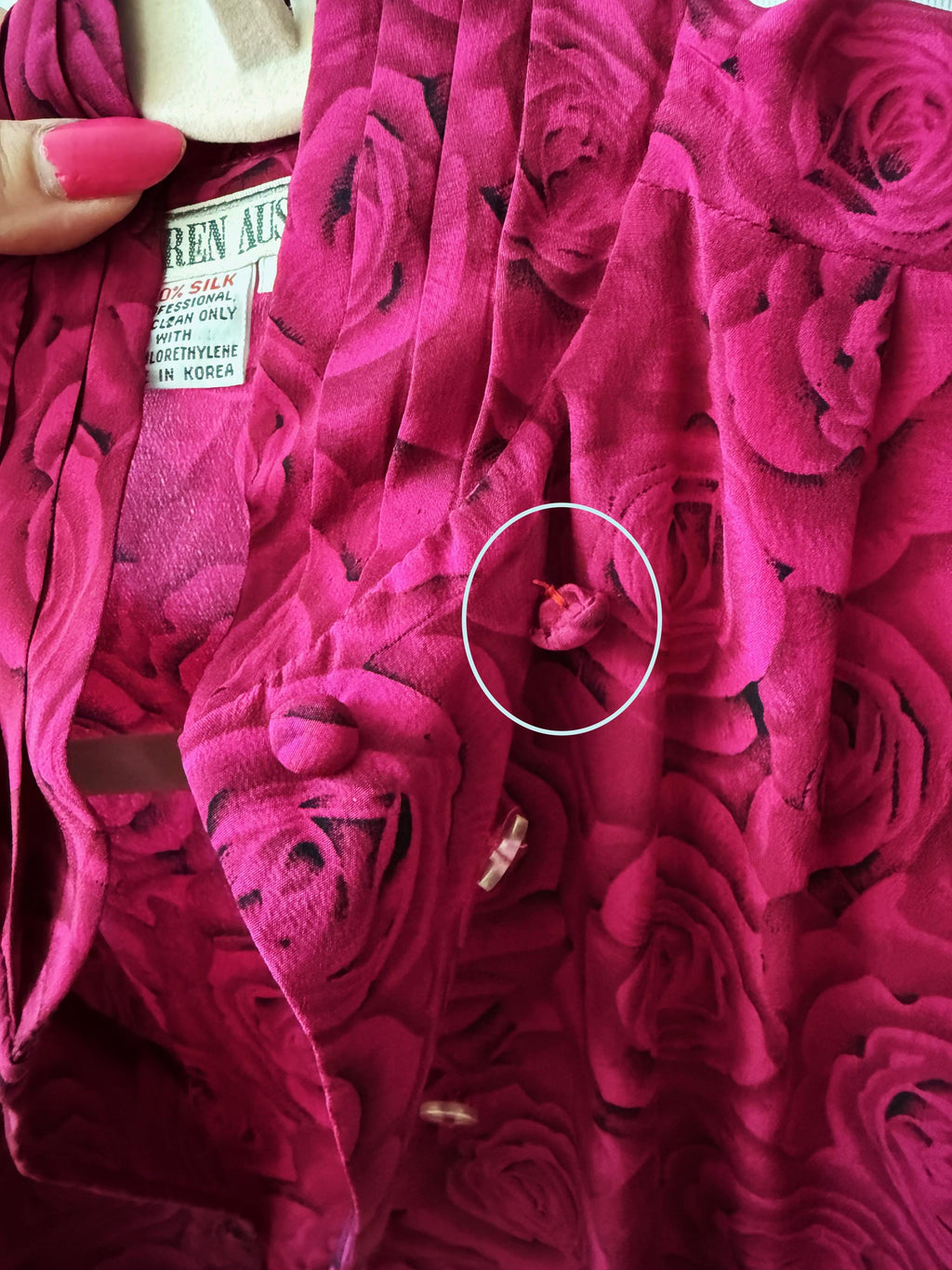 Magenta Roses Silk Blouse by Karen Austen Size 4