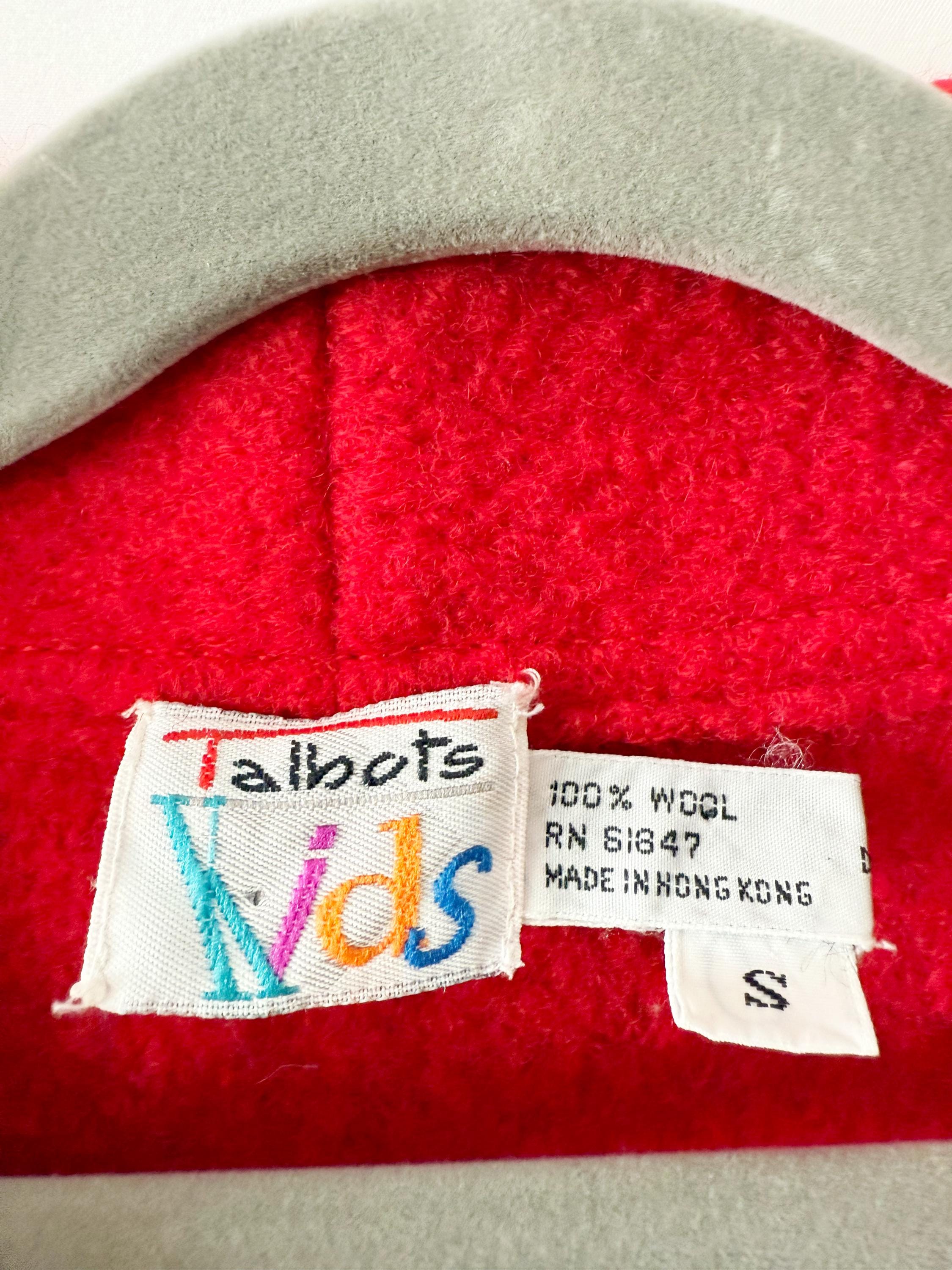 vintage talbots  kids boiled wool cardigan sweater jacket kids small size 6