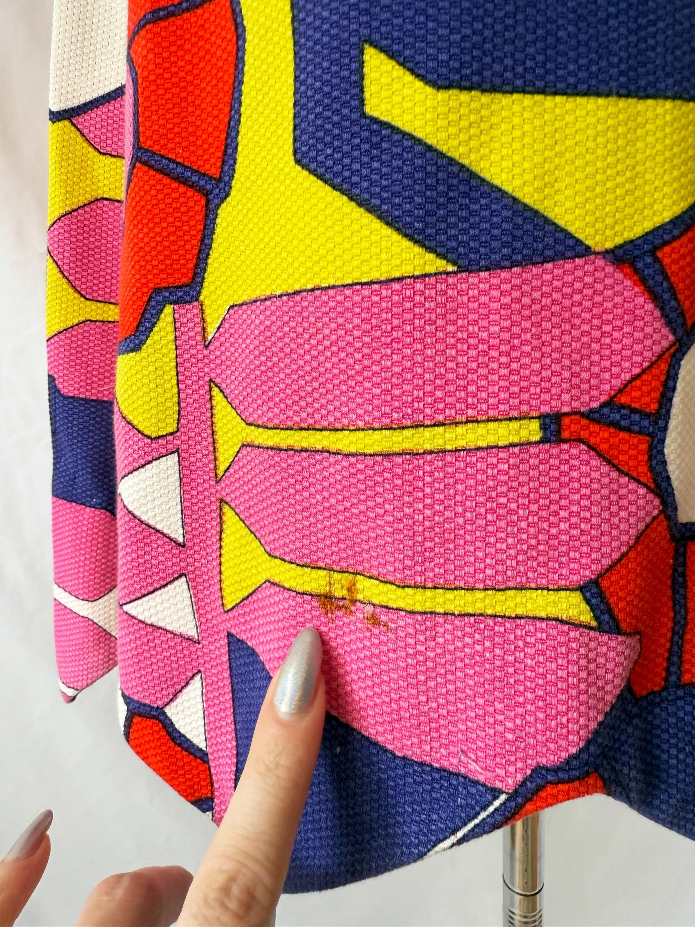 Vntg 60s Colorful Flower Petal Shift Dress Mod Retro Dress Small