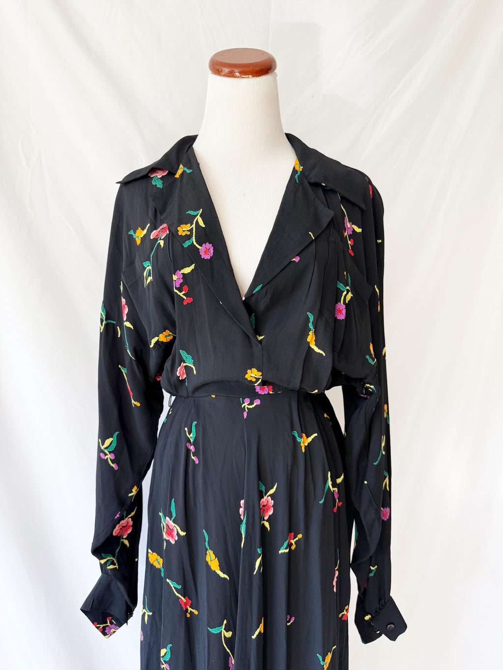 1980s Norma Kamali Floral Dress Size 4