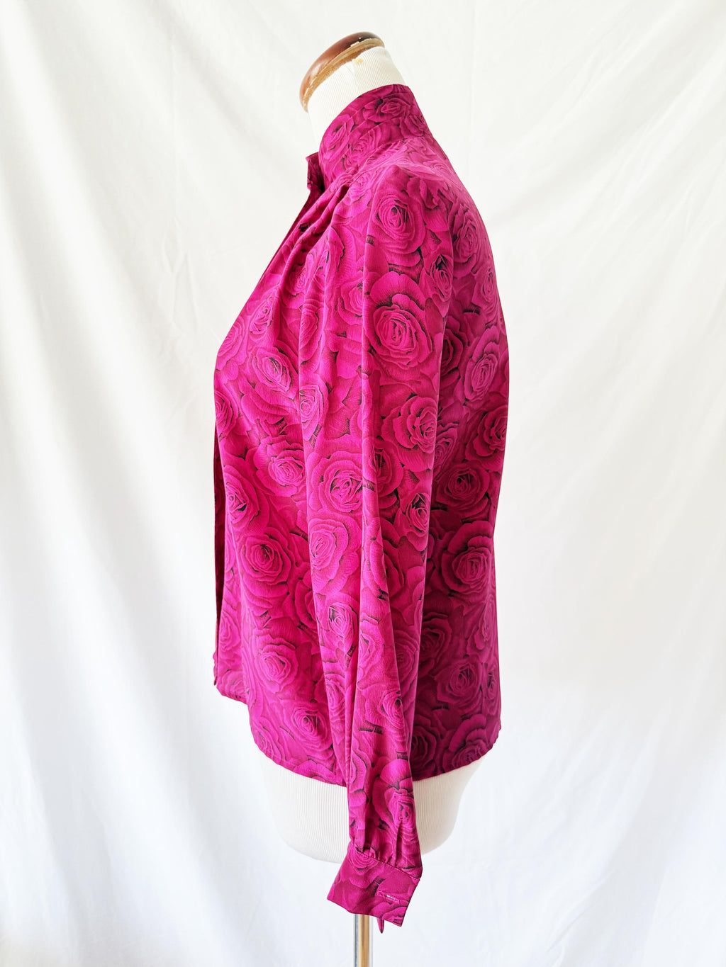 Magenta Roses Silk Blouse by Karen Austen Size 4
