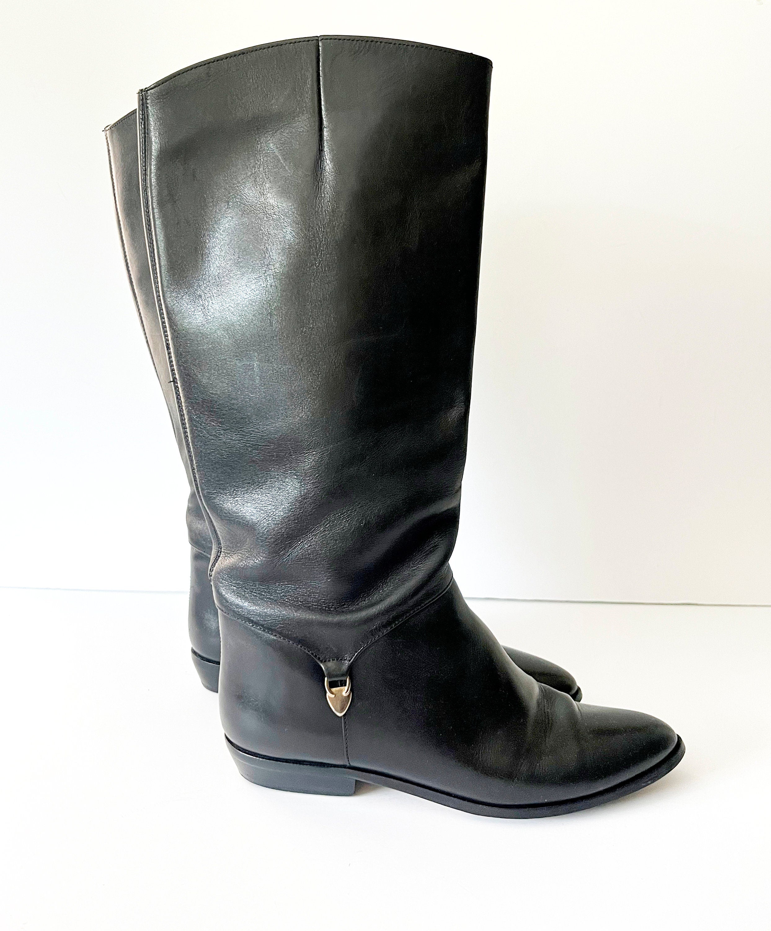Vintage Nine West Black Leather Riding Boots - Size 7.5