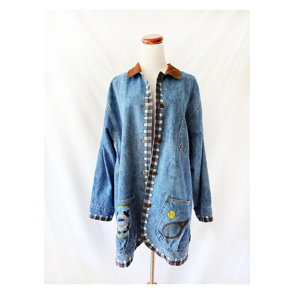 Handpainted Denim Chore Jacket Large