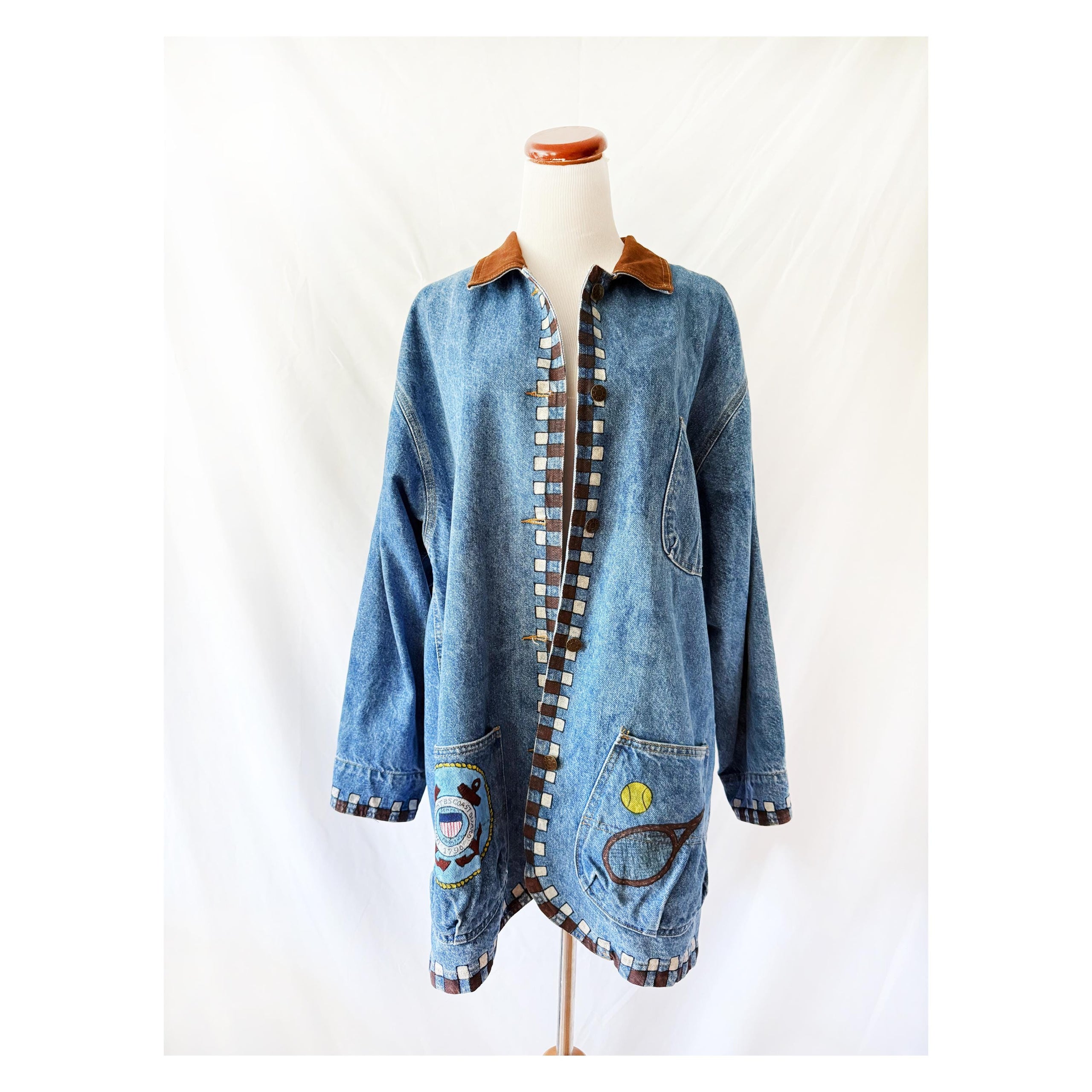 Handpainted Denim Chore Jacket Large