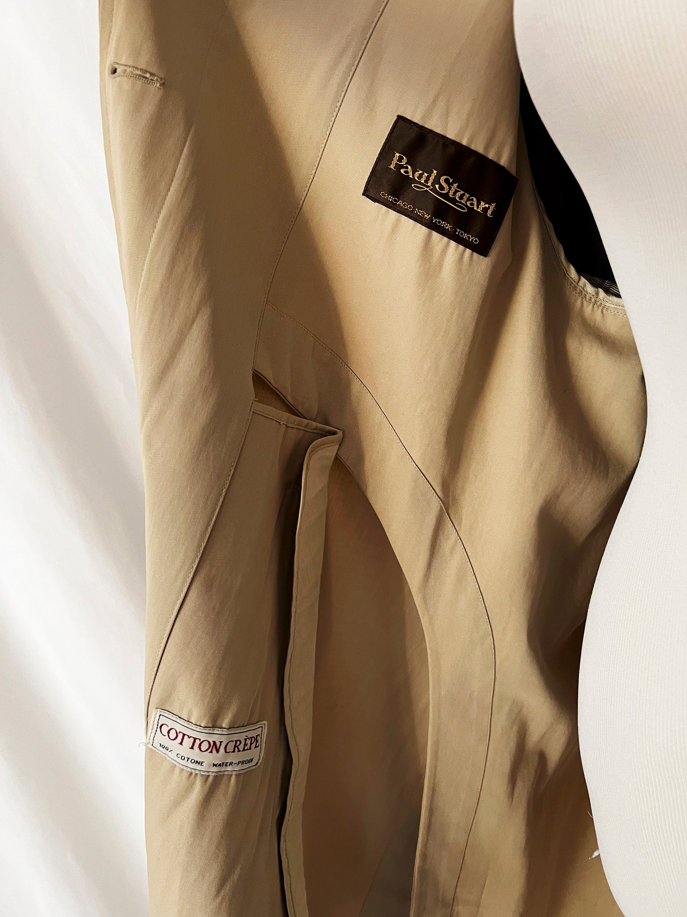 Vintage Paul Stuart Trench Coat: Cotton Crepe, Made in Italy