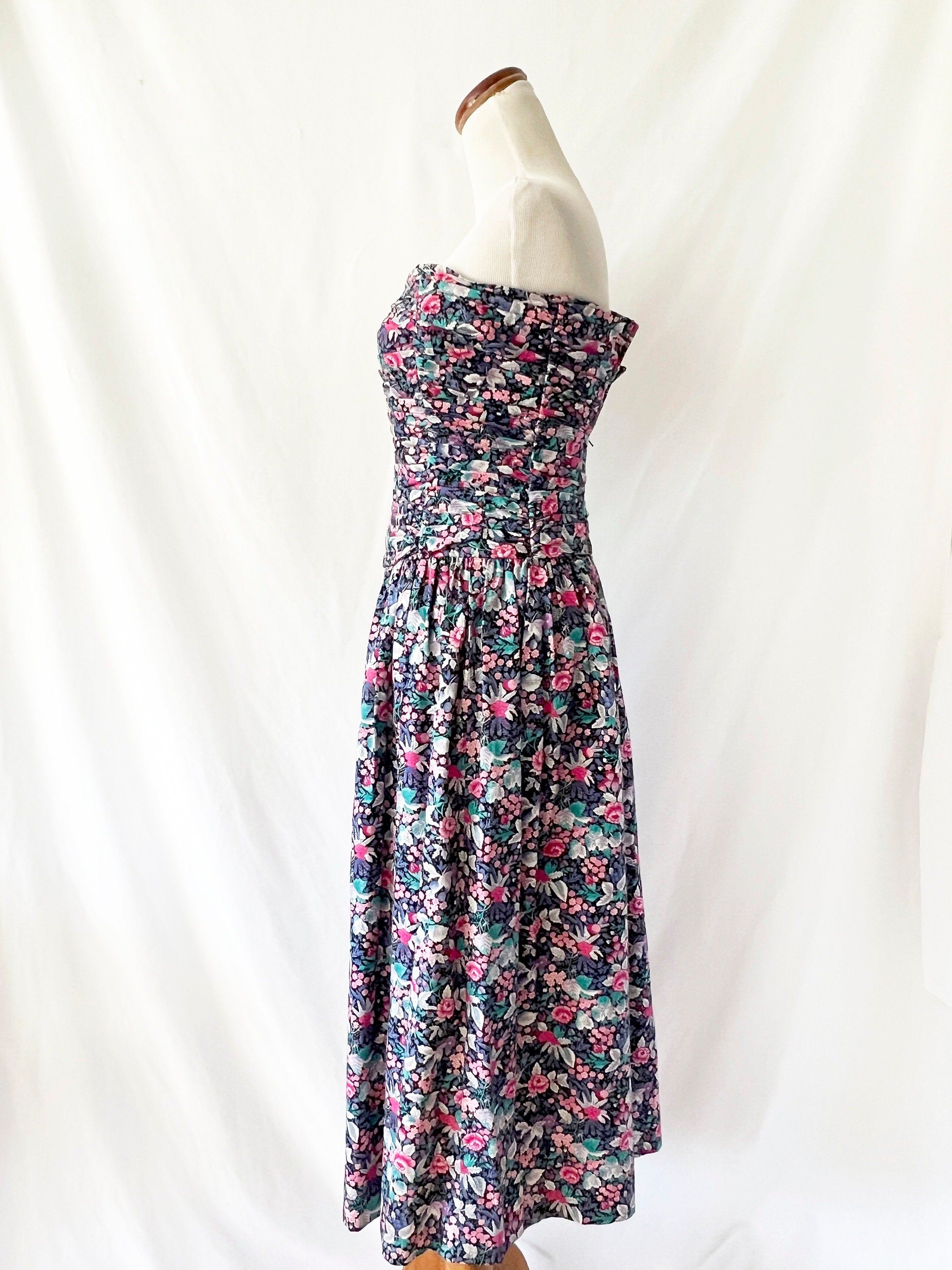 floral strapless summer dress jane schaffhausen for belle france size 6