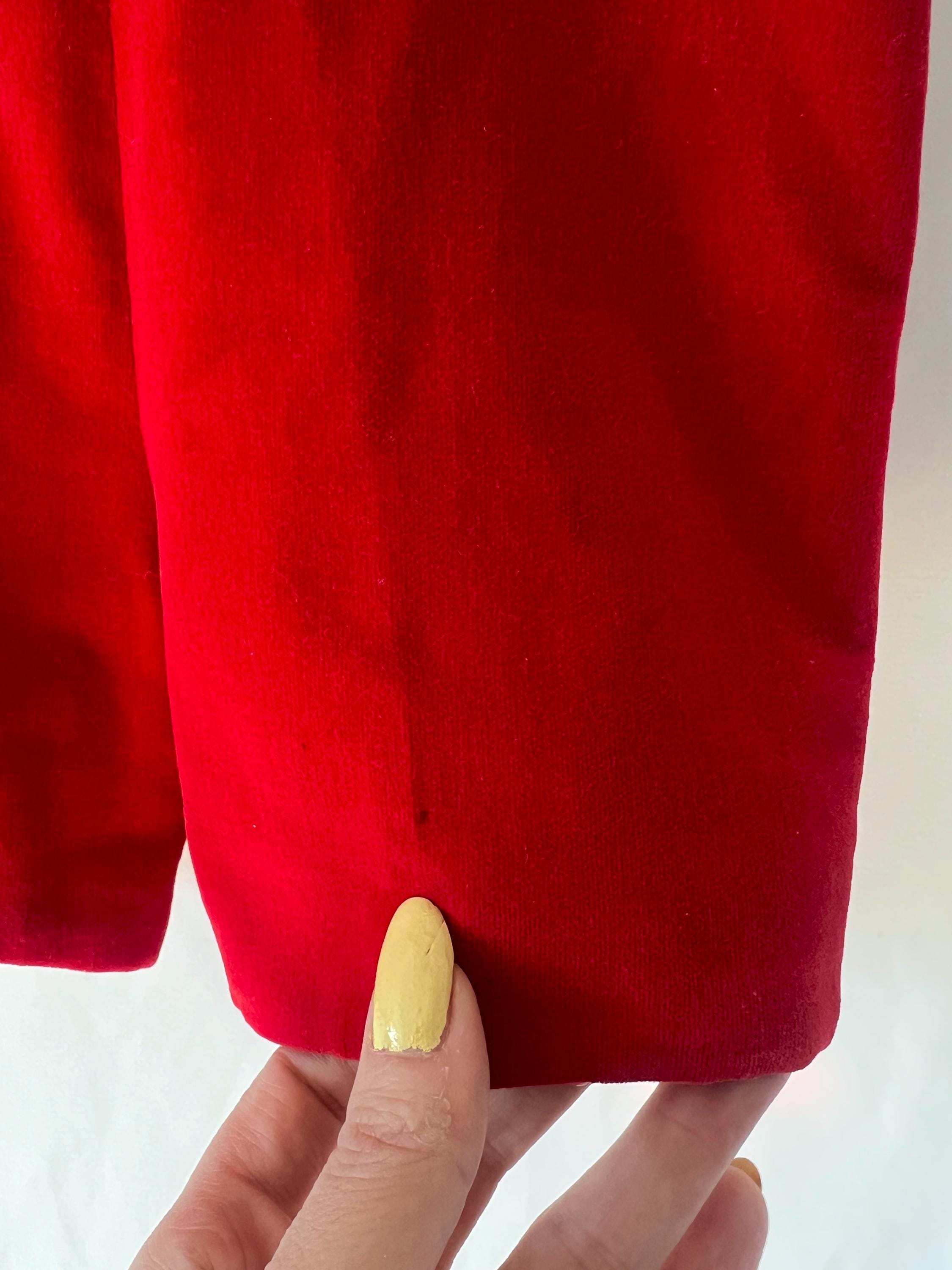 toddler size 4  1960s red velvet suspender shorts