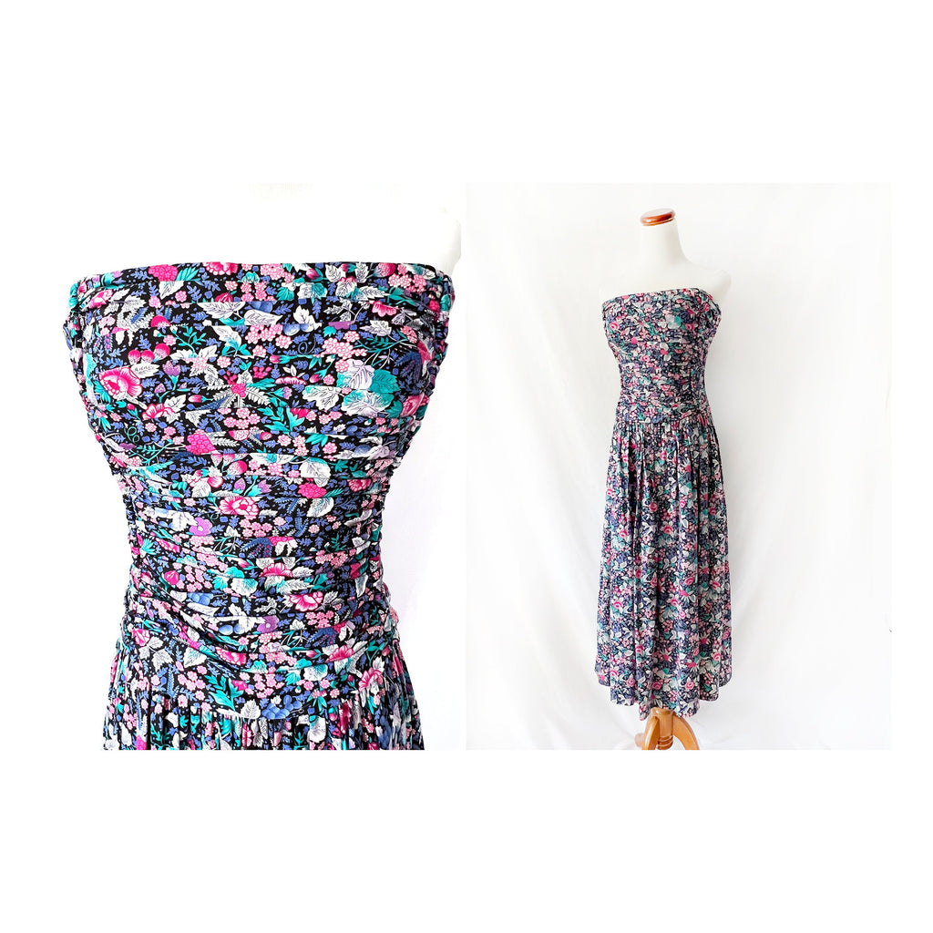 floral strapless summer dress jane schaffhausen for belle france size 6