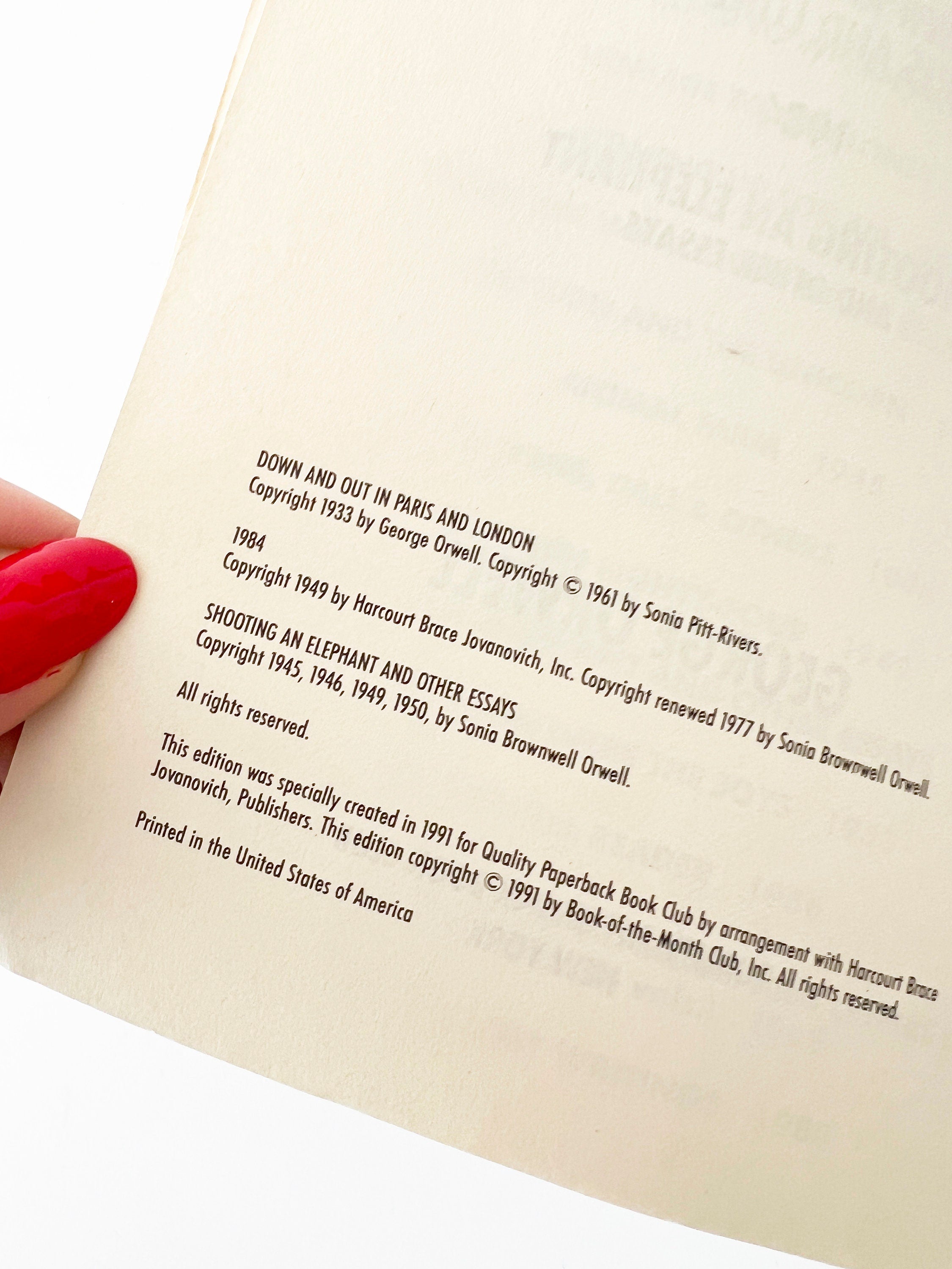 1991 Down and Out in Paris and London / 1984 / Shooting an Elephant by George Orwell