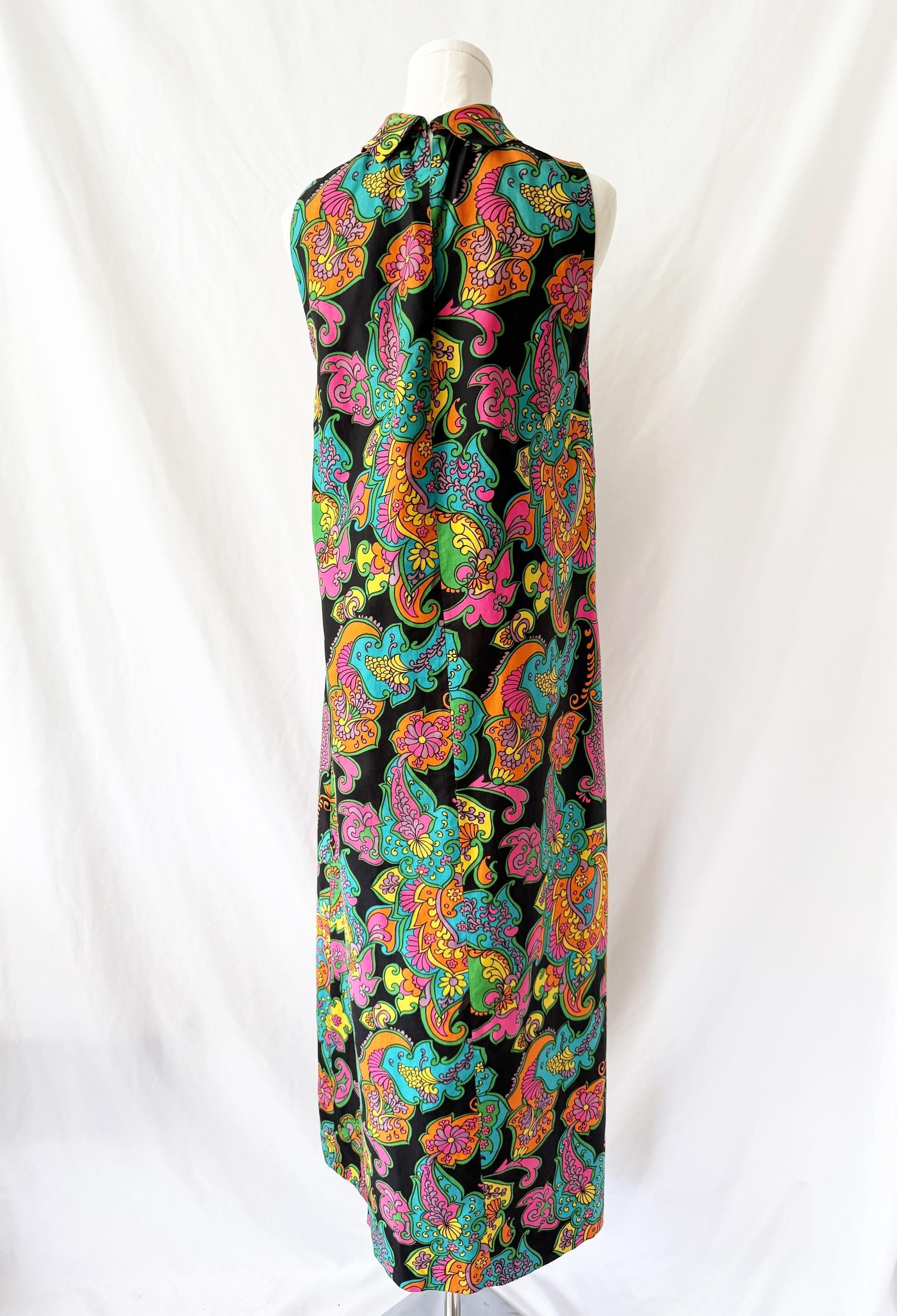 1960s / 1970s Psychedelic Multicolor Maxi Dress One Size Fits Most OSFM