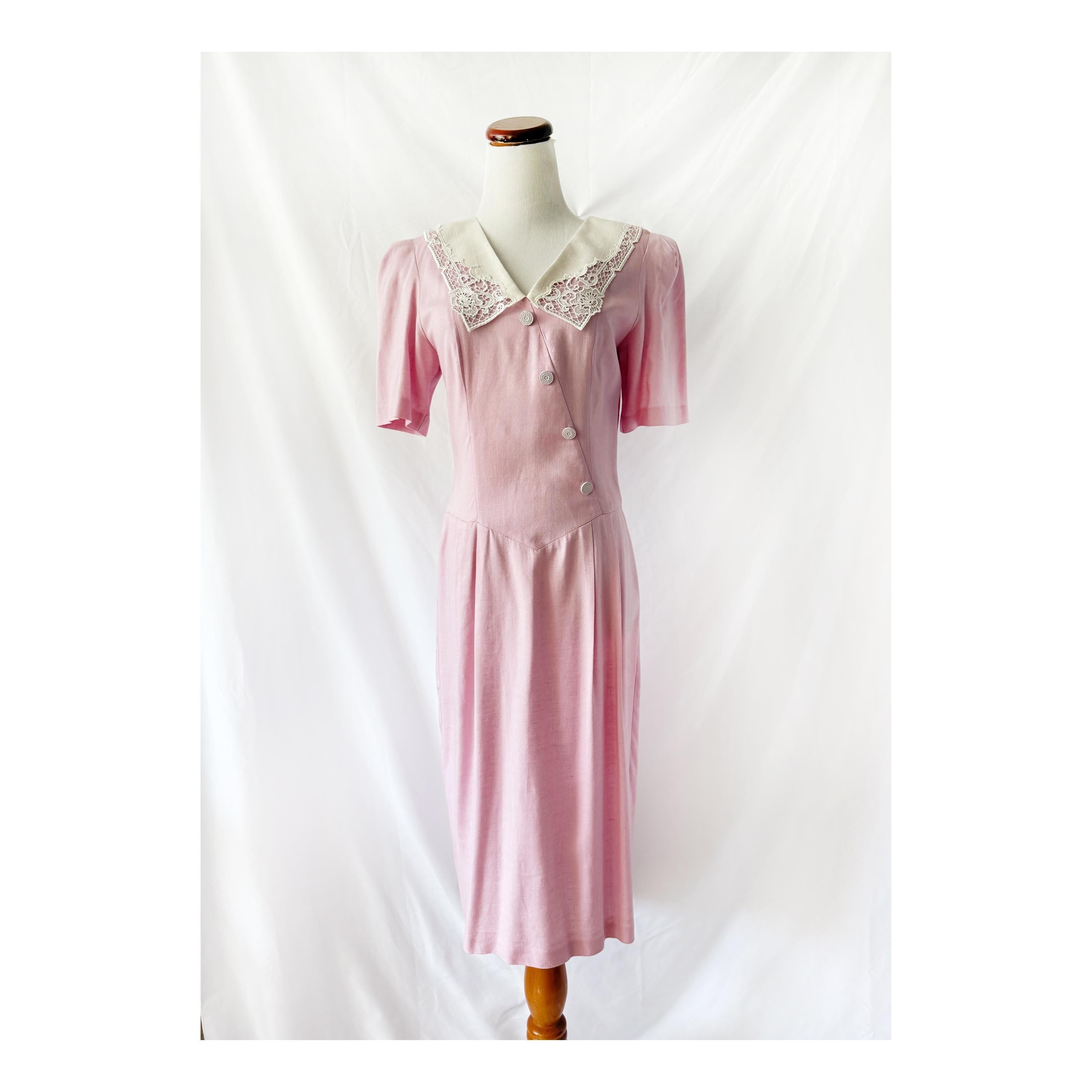 vintage 1980s pink french dress jane schaffhausen for belle france size 10