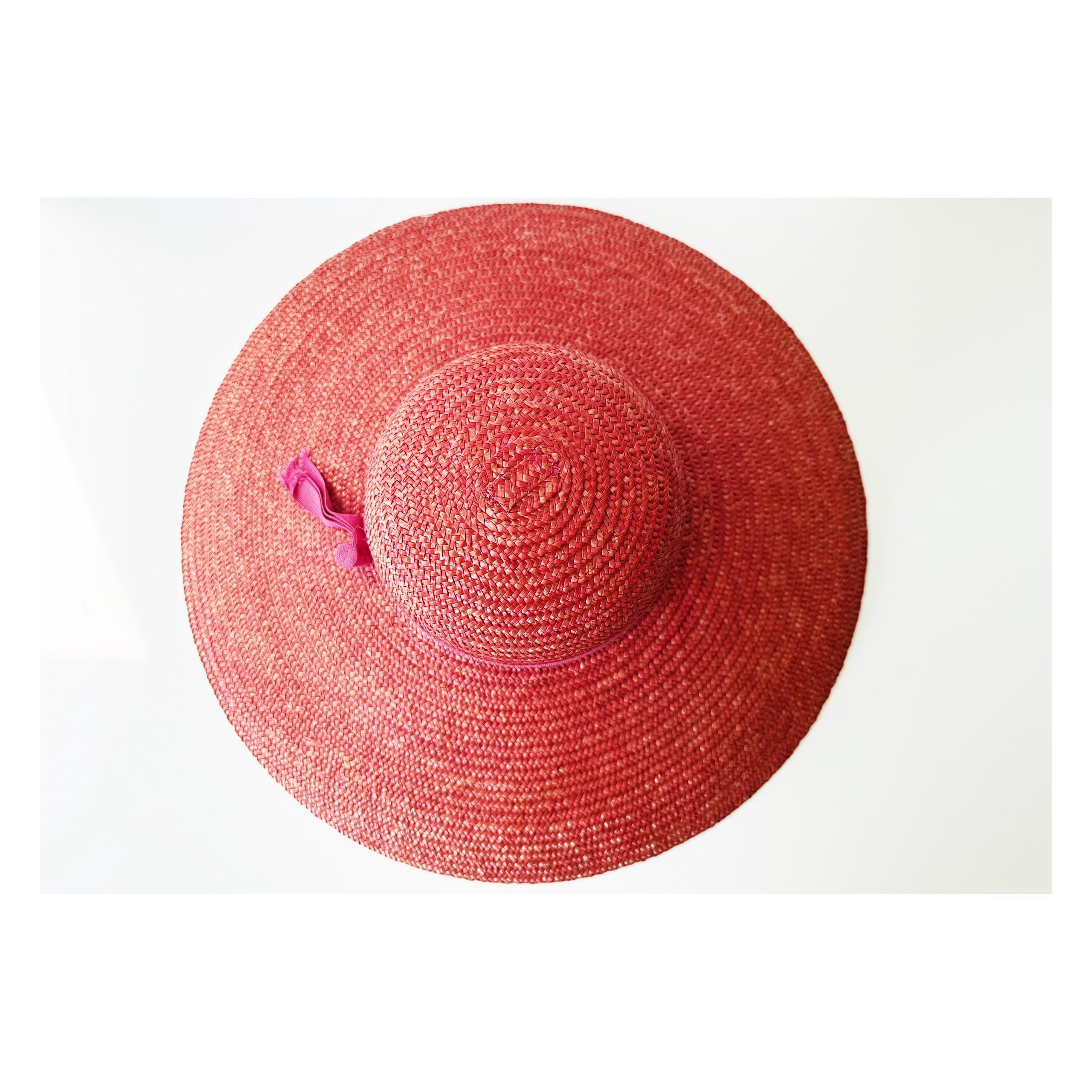 Vintage Wide Brimmed Pink Straw Hat by Betmar in Italy