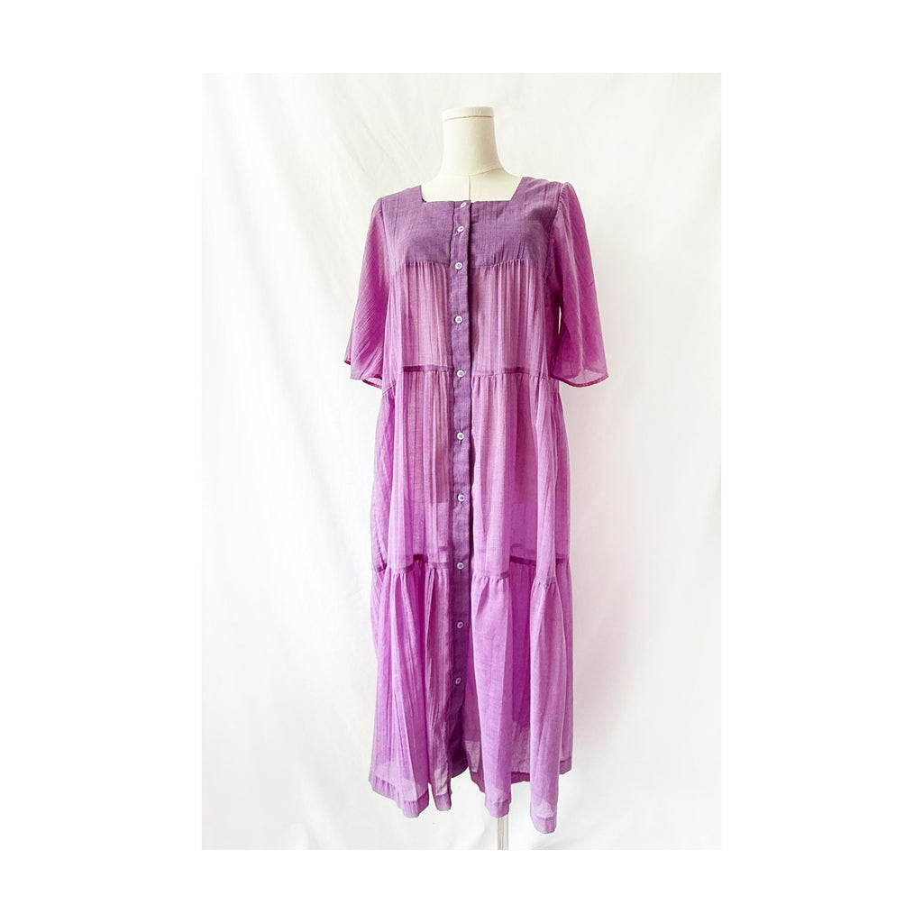 Sheer Purple Tiered Sun Dress vintage summer dress  Large