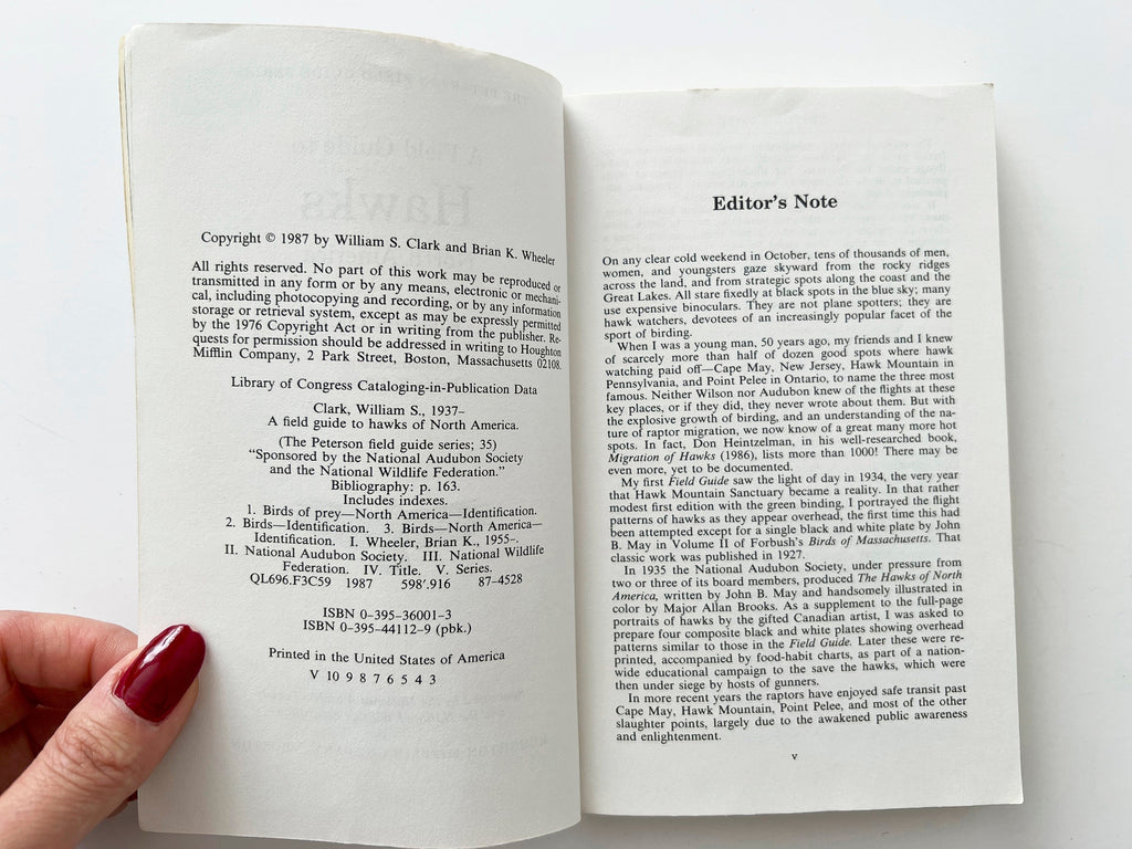 1987 Peterson's Field Guide Hawks, vintage field guide book