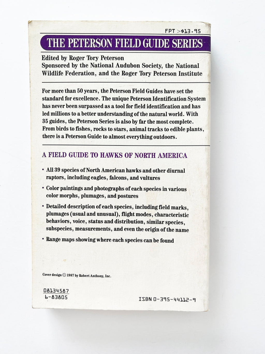 1987 Peterson's Field Guide Hawks, vintage field guide book