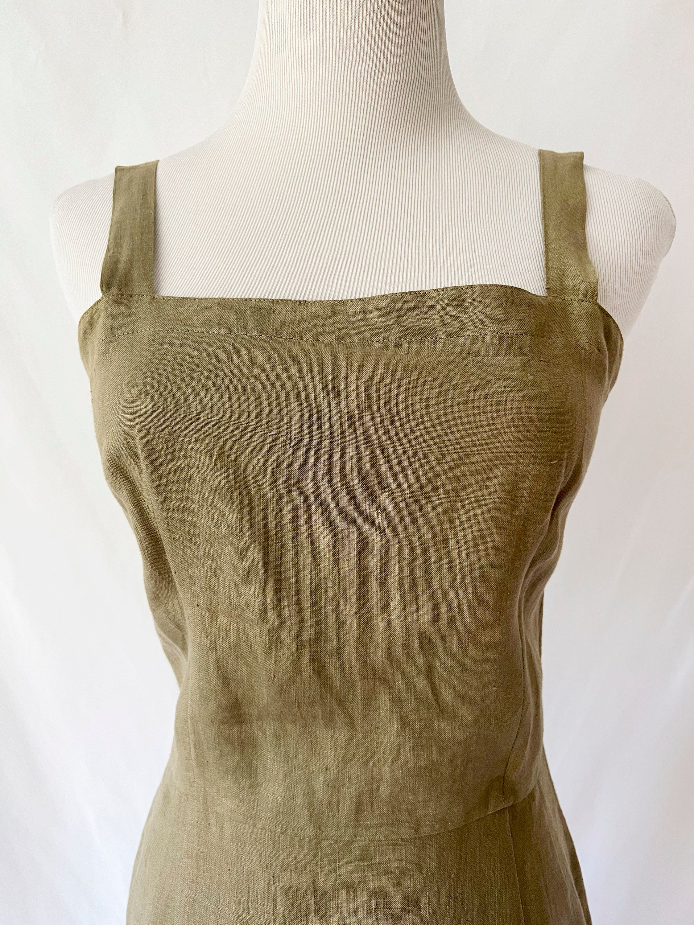 Maggy London by Jeannene Booher / Vintage 1980s fish net top and linen dress small