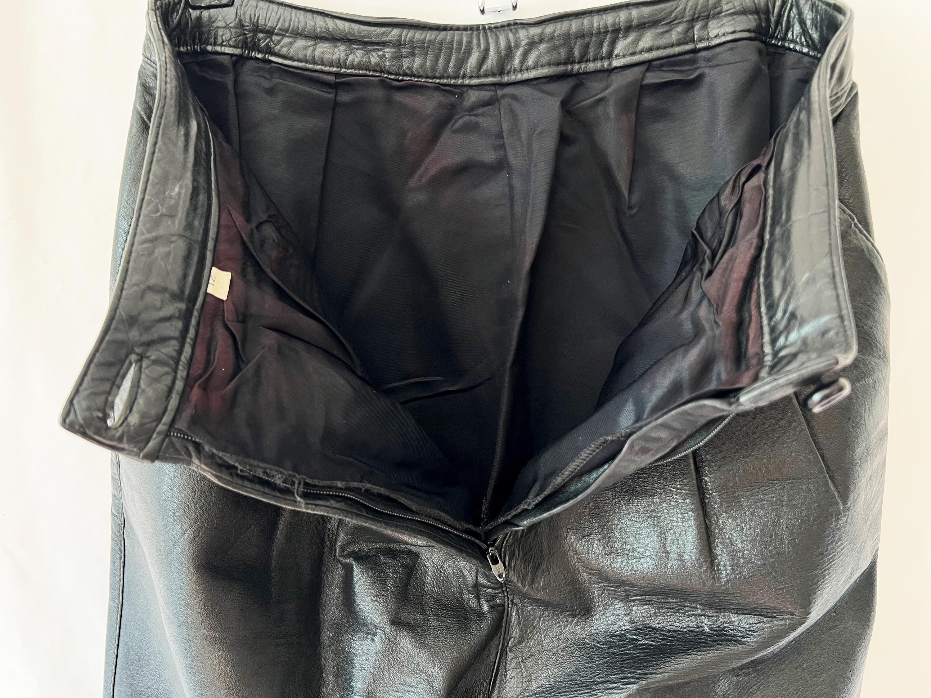 1980s vintage black leather pants medium / large