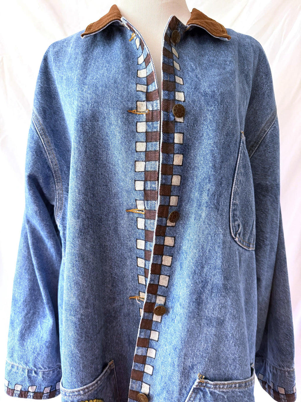 Handpainted Denim Chore Jacket Large