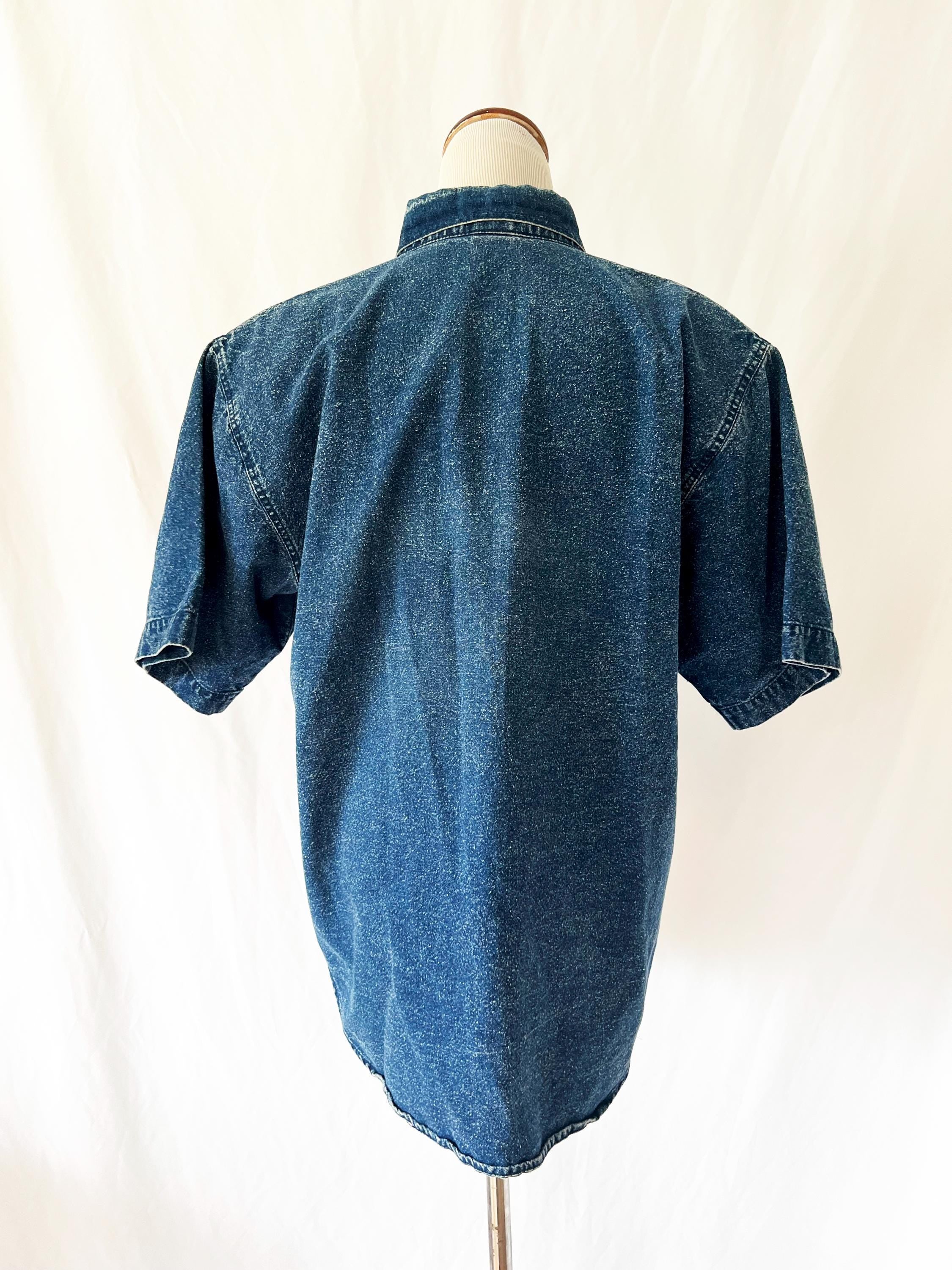 vintage 80s sequins and pearls denim shirt large
