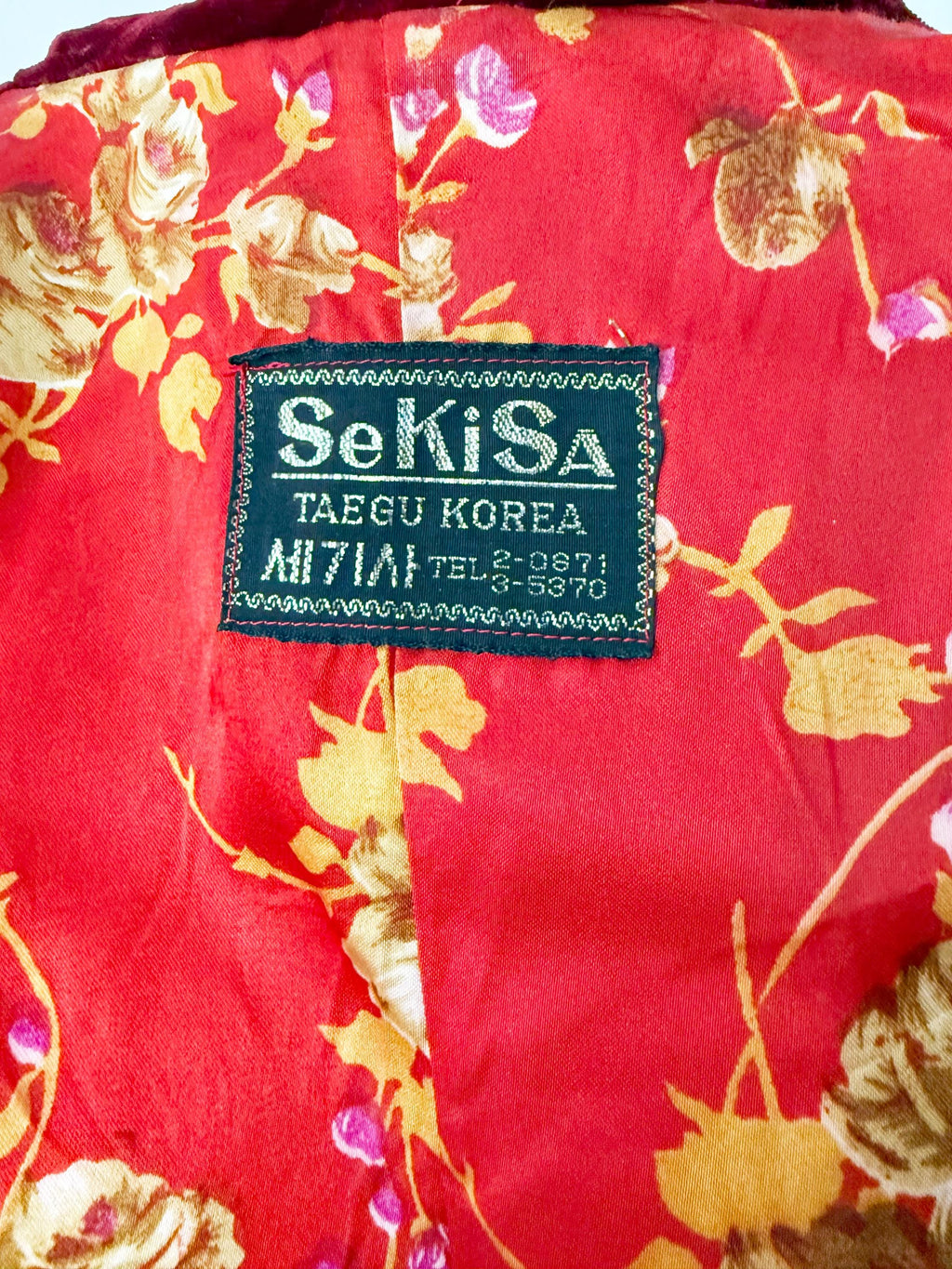 vintage red crushed velvet jacket small