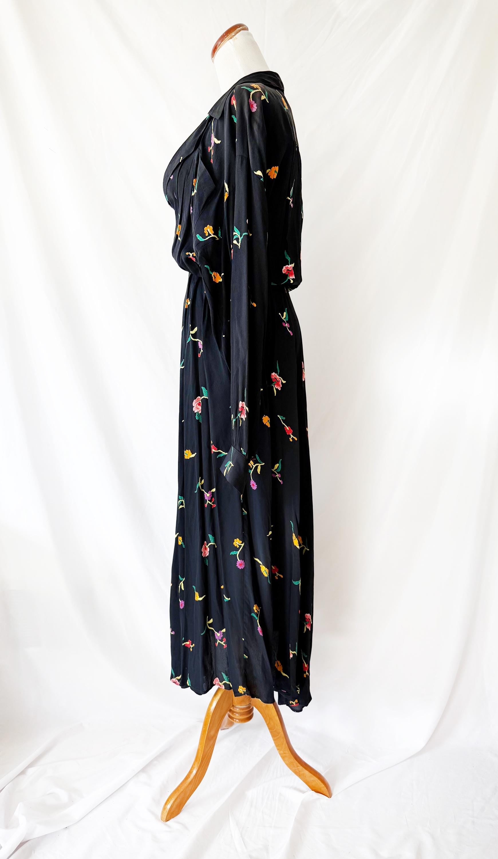 1980s Norma Kamali Floral Dress Size 4