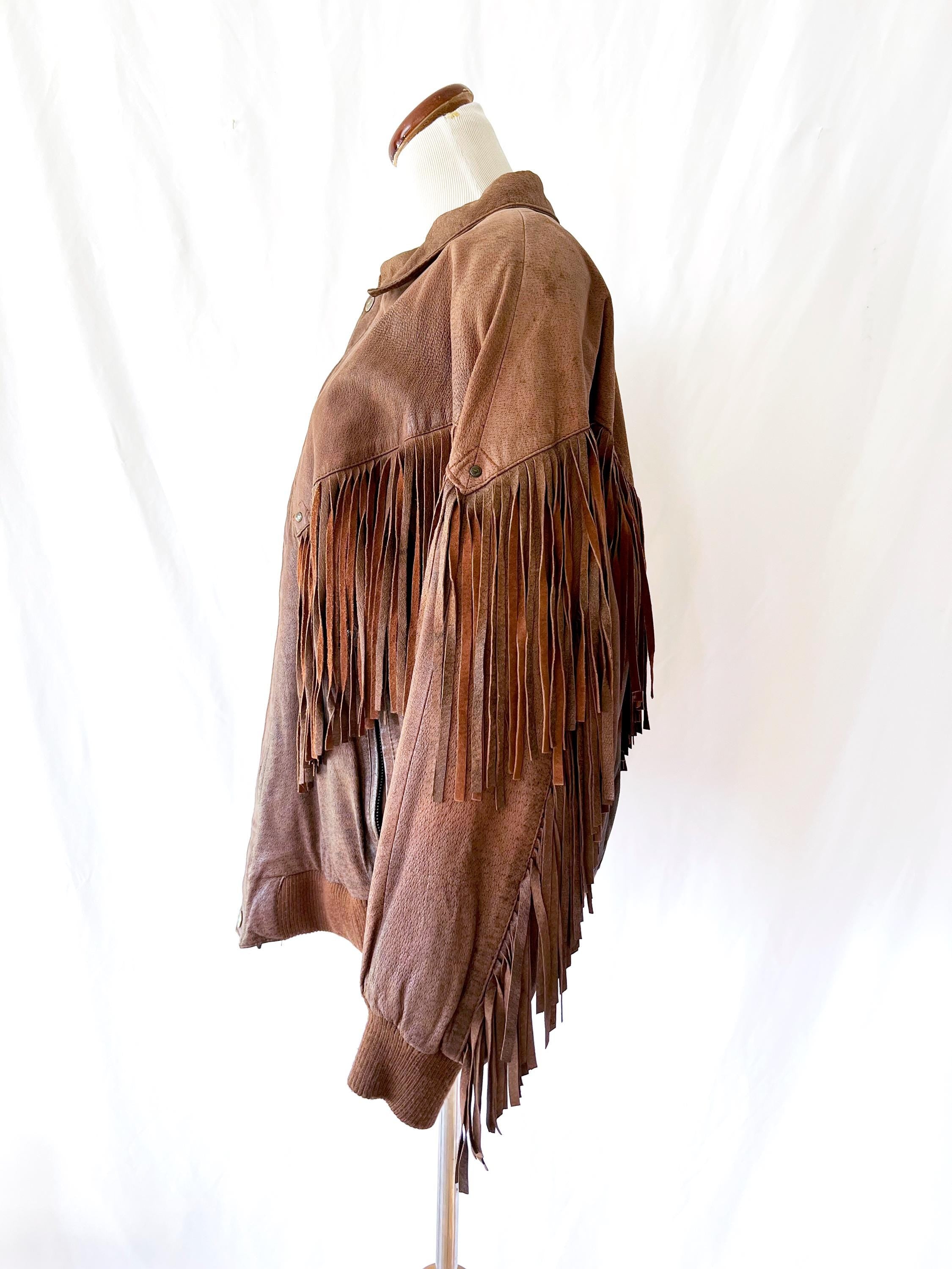 Vintage 1980s fringe leather jacket Foxrun Large