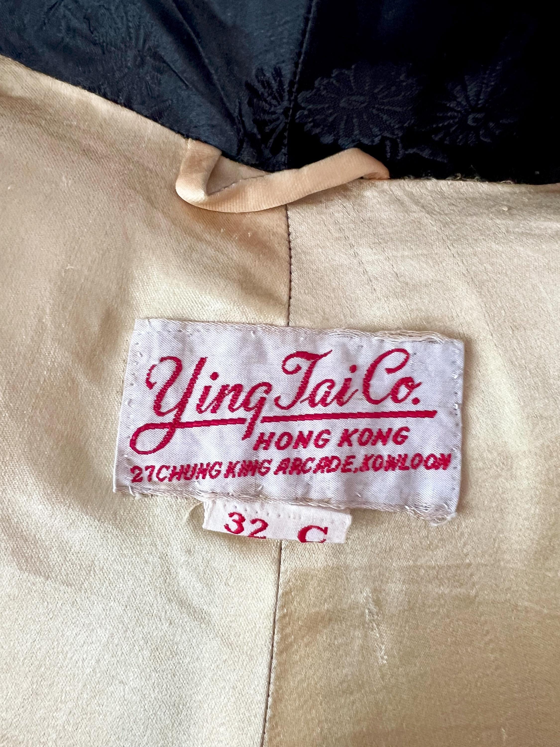 vintage 1940s black silk jacket cropped made in hong kong small