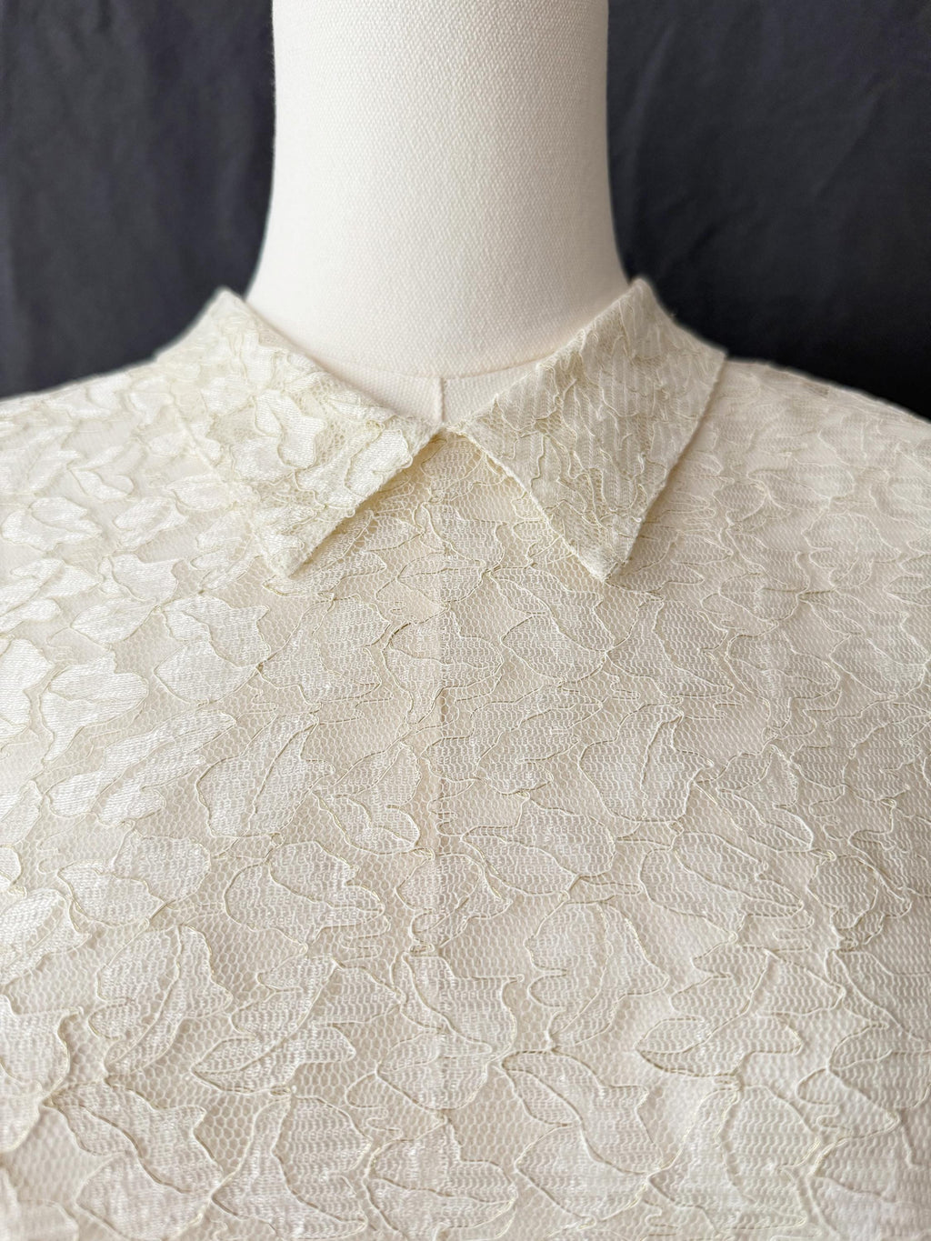 1980s Sheer Lace Blouse Oleg Cassini Large