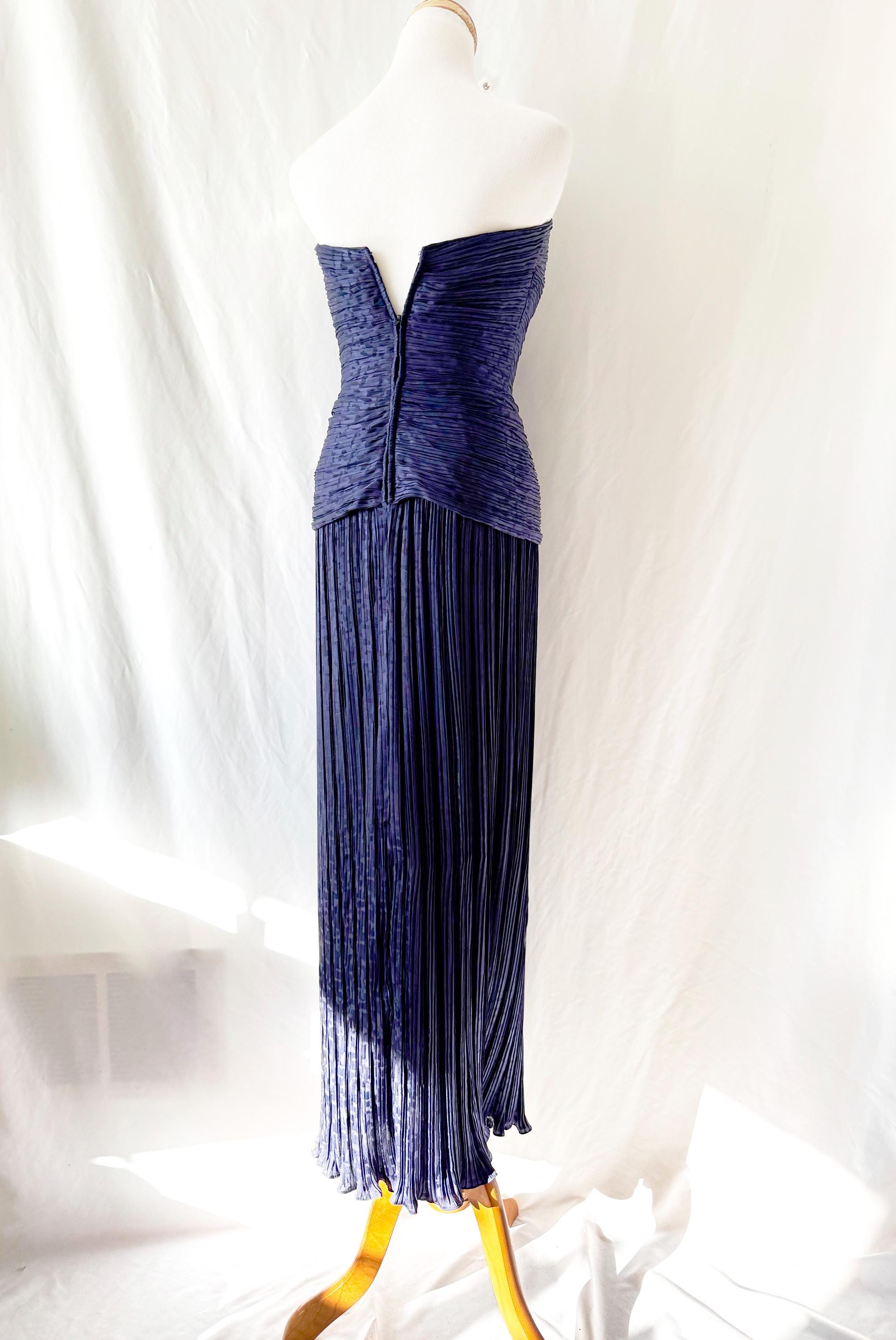Vintage 1980s Purple Column Gown  / Michael Casey / Small