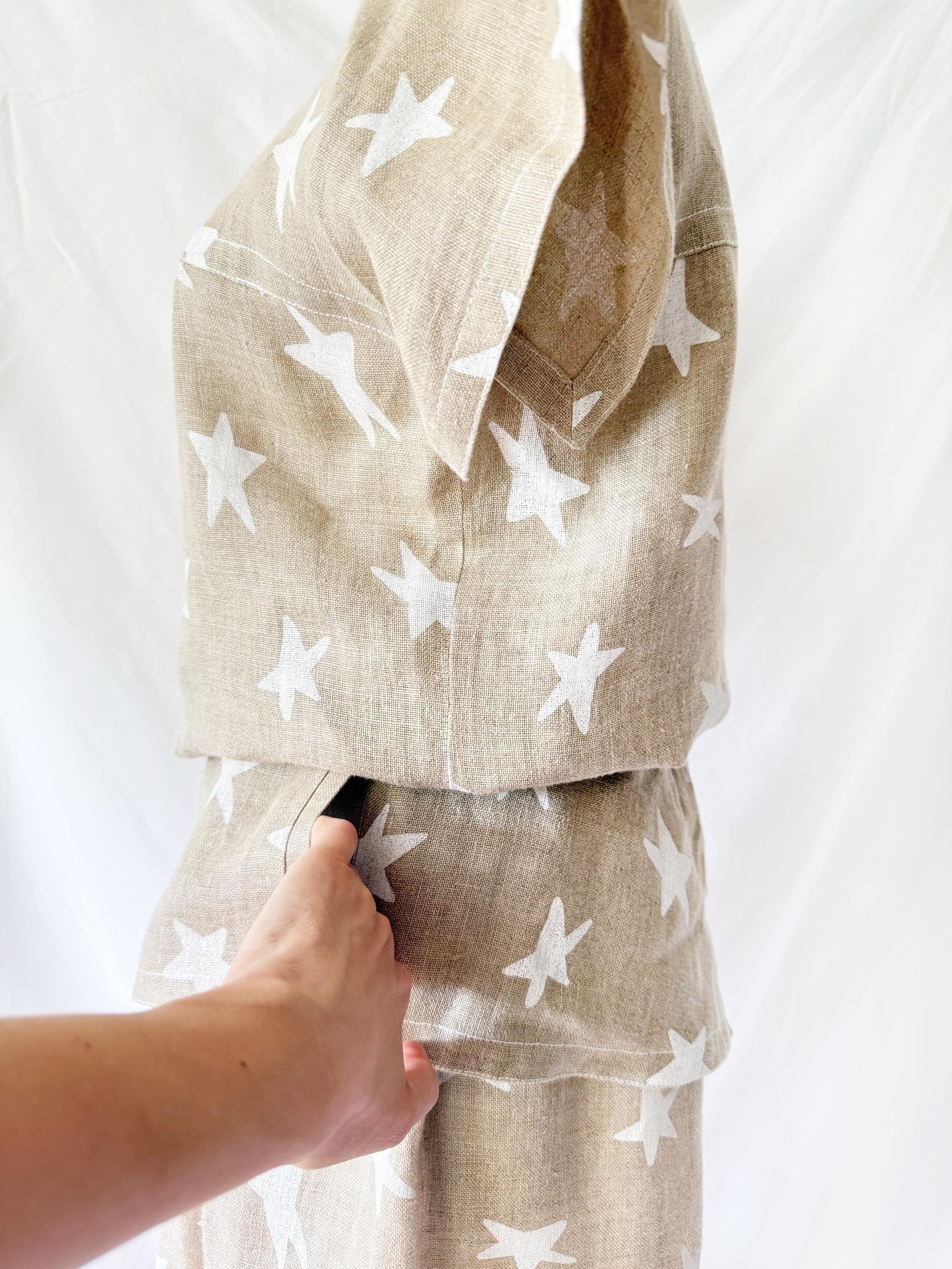 Stars Linen Peplum Skirt Set Small