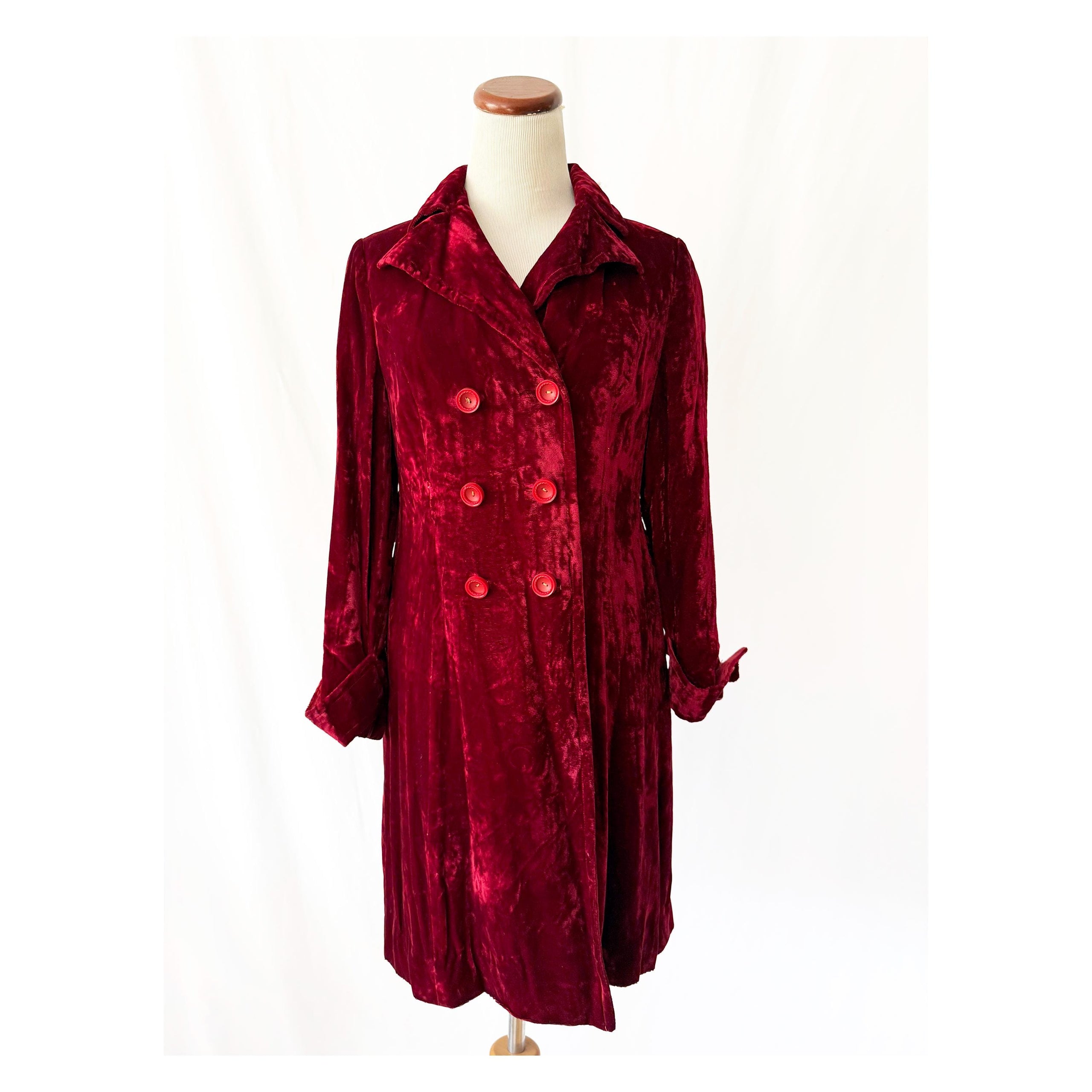 vintage red crushed velvet jacket small