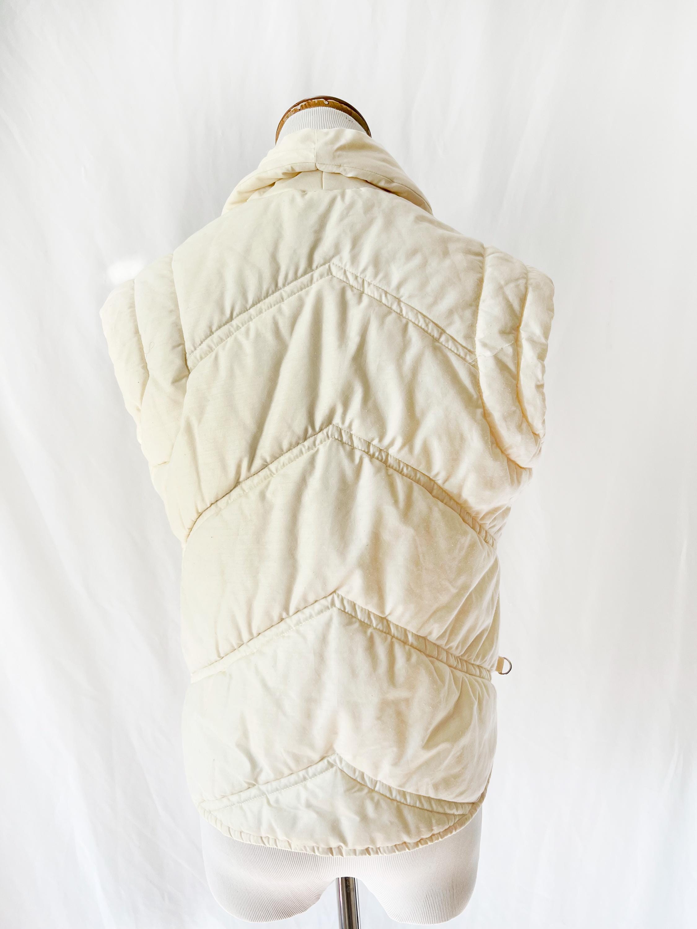vintage 1980s white puffer vest aspen small medium