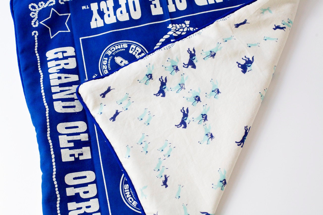 Vintage Scarf Pillow Cover: Grand Ole Opry & Pony Print, Nashville Souvenir